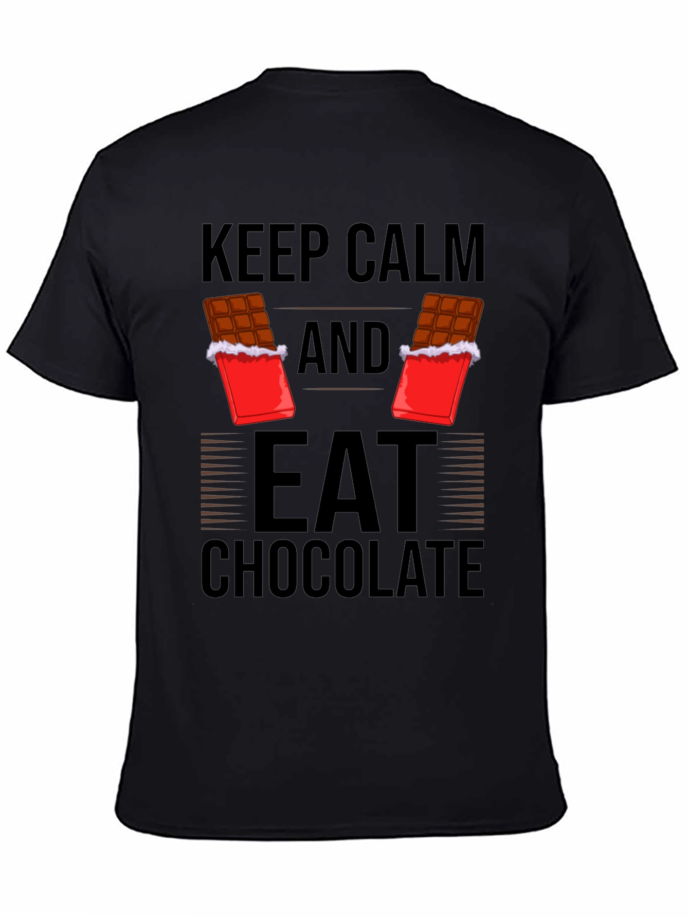 Black Keep Calm Eat Chocolate Graphic Tee view 4