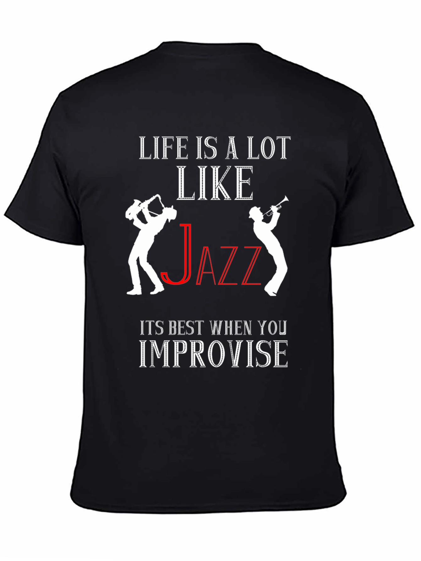 Black Life is Like Jazz T-Shirt - Improvise! view 4