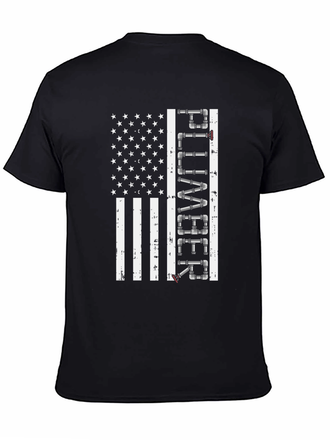 Black Plumber American Flag Graphic Tee view 4