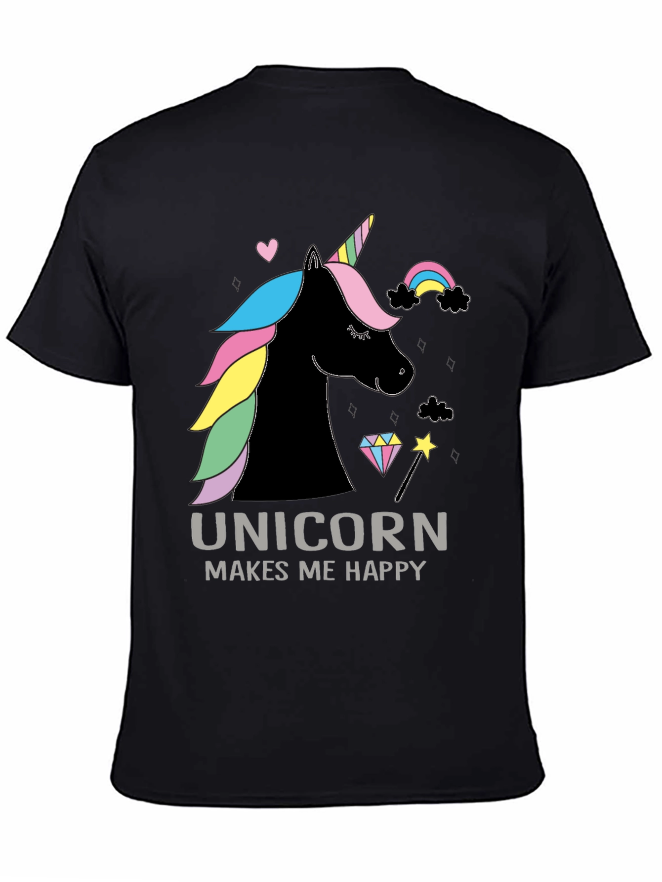 Black Unicorn Makes Me Happy Graphic Tee view 4