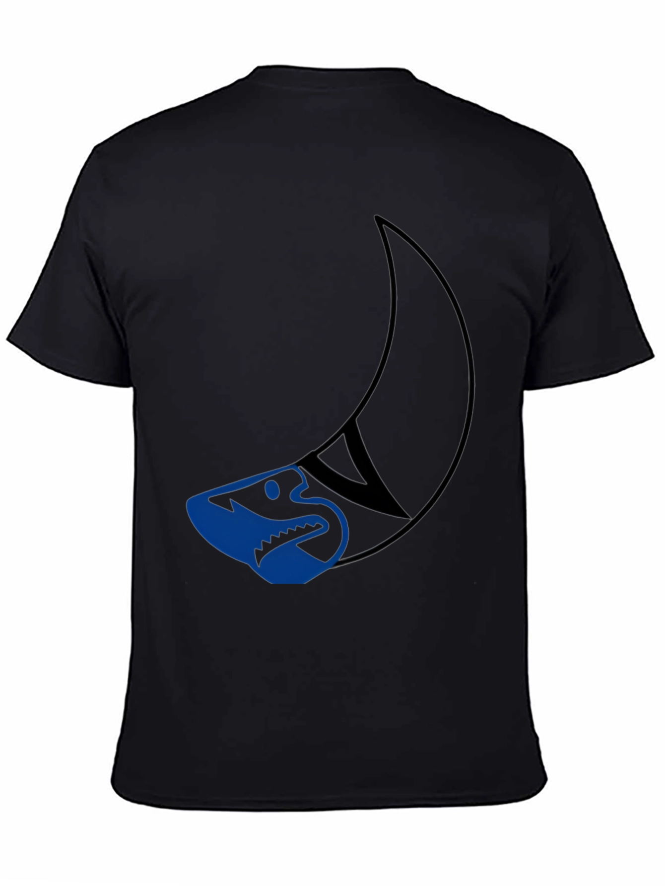 Black Cool Shark Graphic Tee - Black Cotton T-Shirt view 4