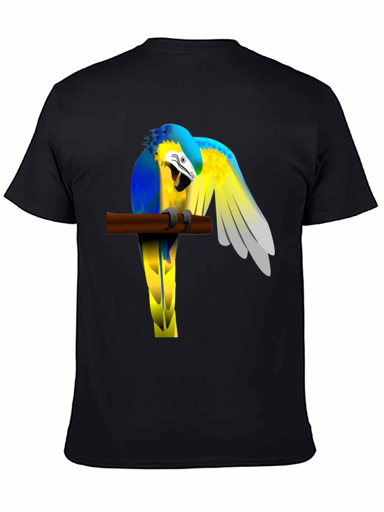 Black Parrot Perch Graphic Tee - Unique Bird Lover T-Shirt view 4