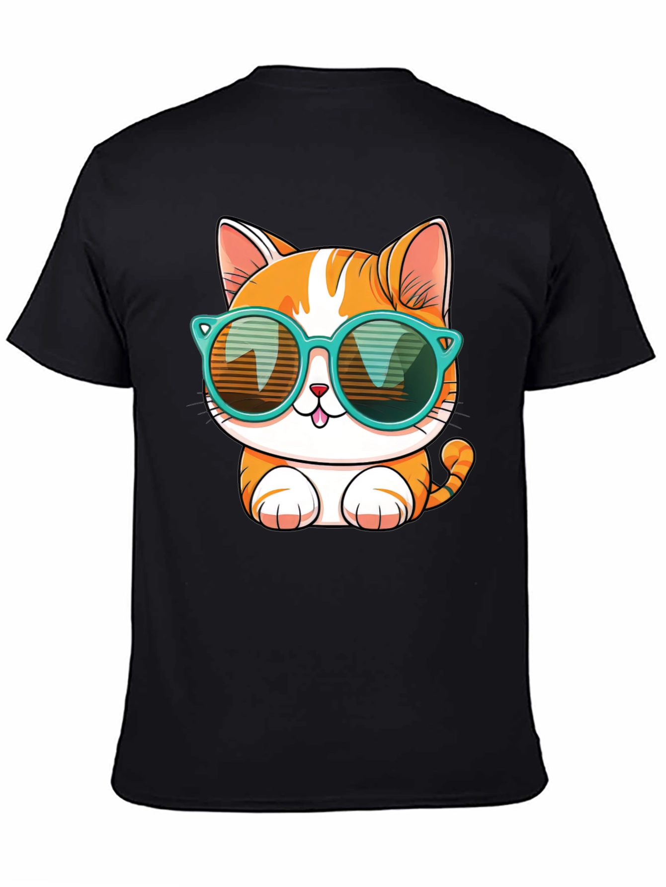 Black Cool Cat Graphic Tee view 4