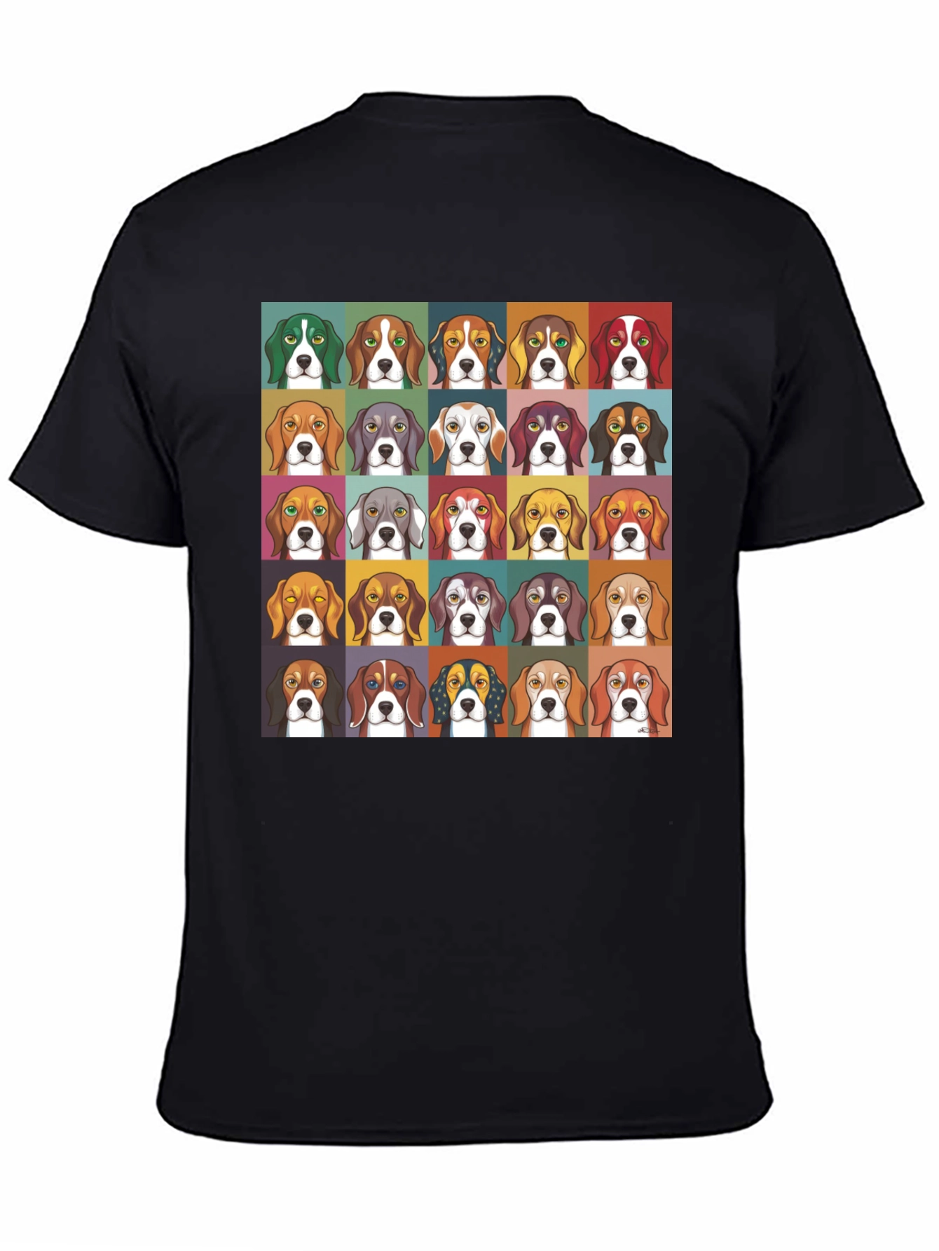 Black Beagle Dog Breed Colorful Pop Art T-Shirt view 4