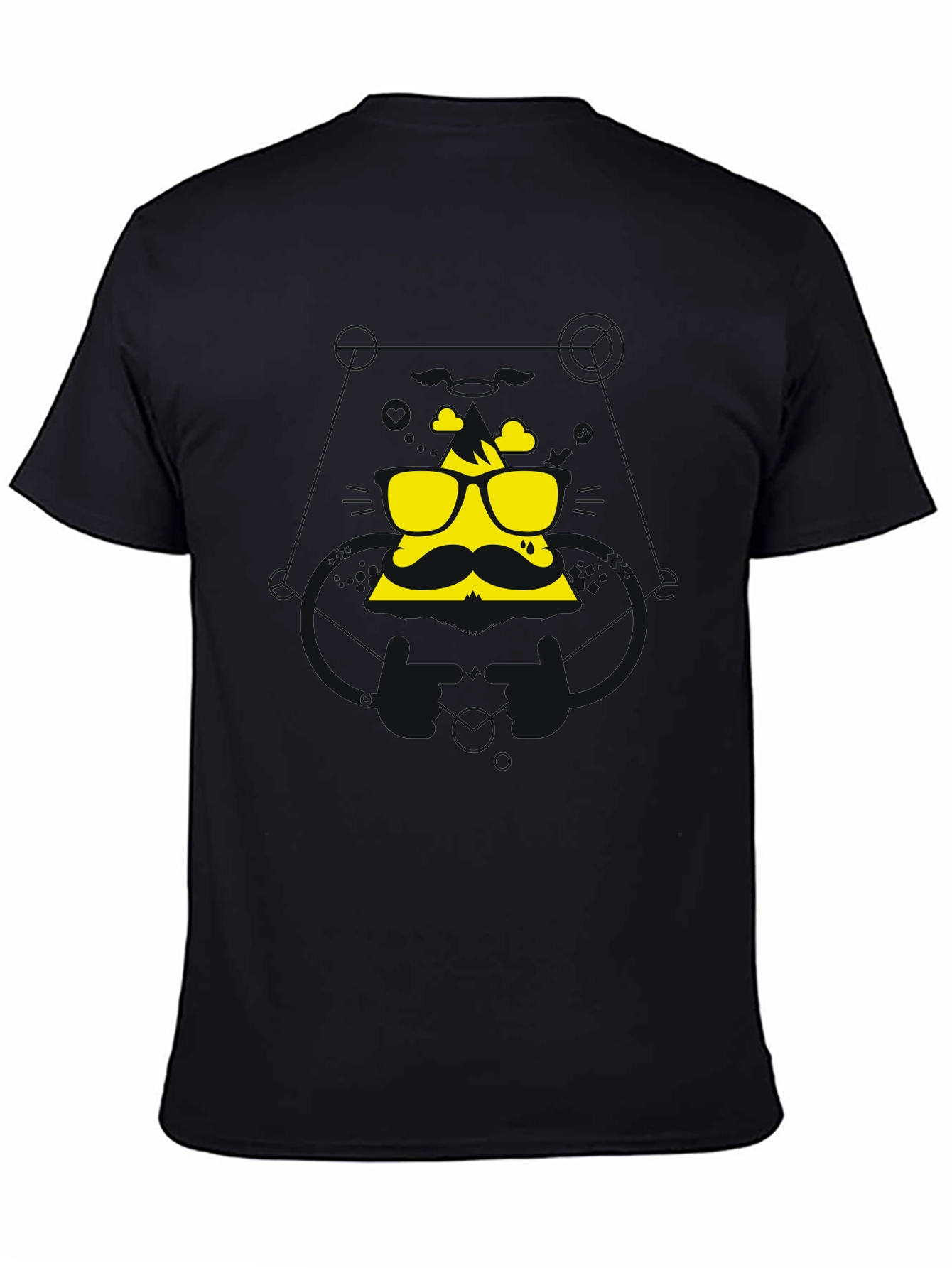 Black Cool Graphic Tee - Mountain Mustache Design view 4
