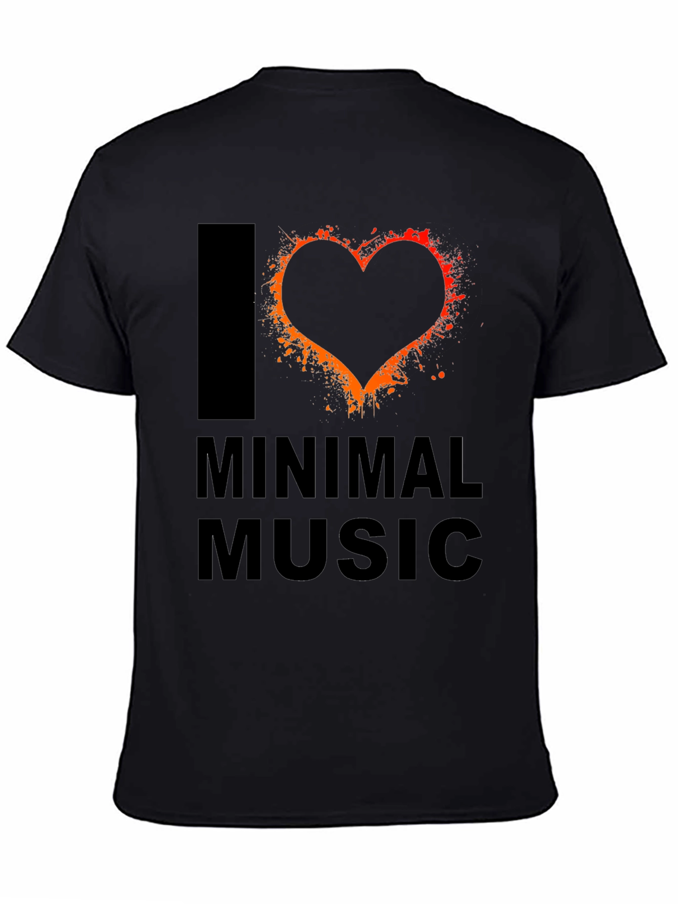 Black I Love Minimal Music T-Shirt - Unique Graphic Tee view 4