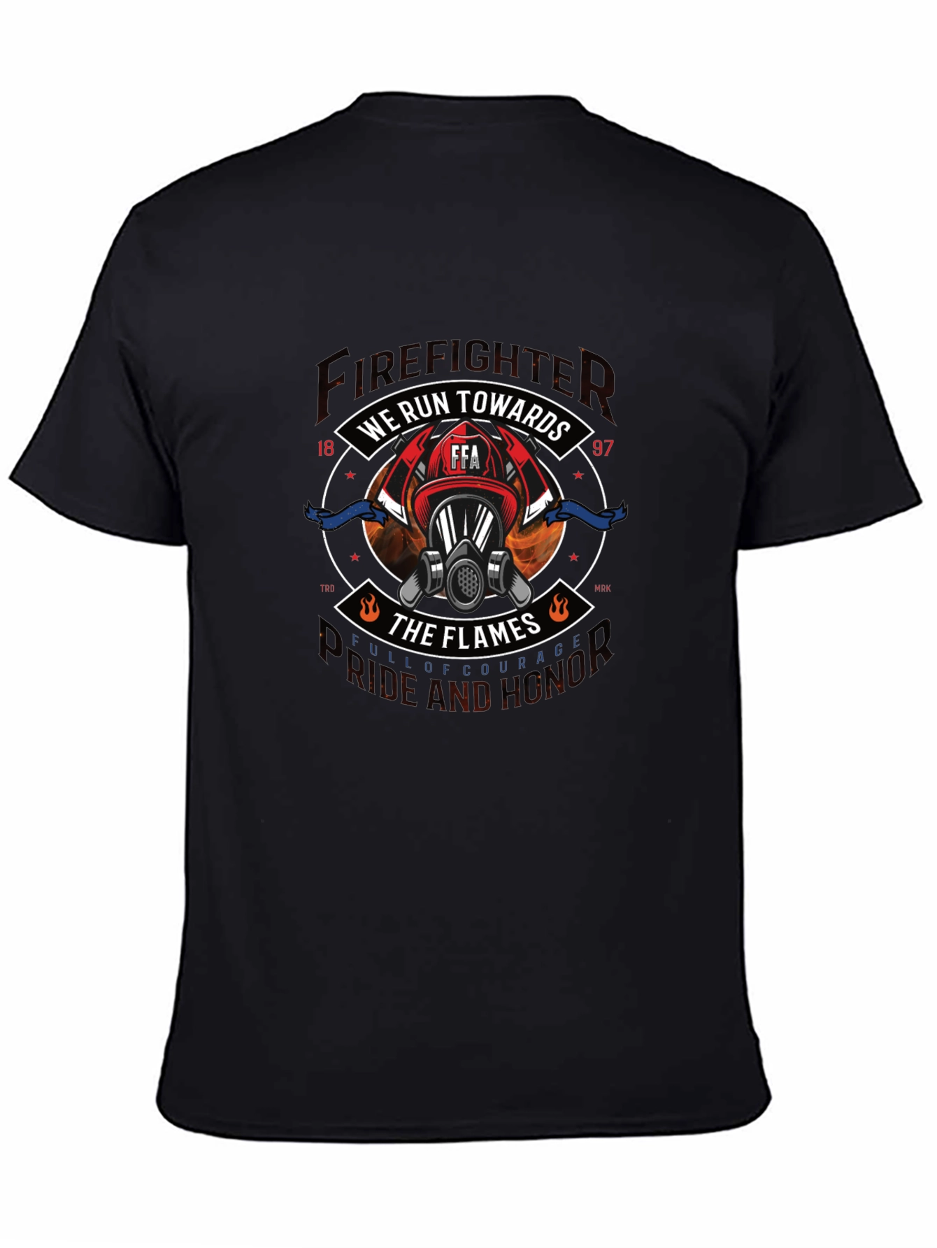 Black Firefighter We Run Towards the Flames Graphic Tee view 4