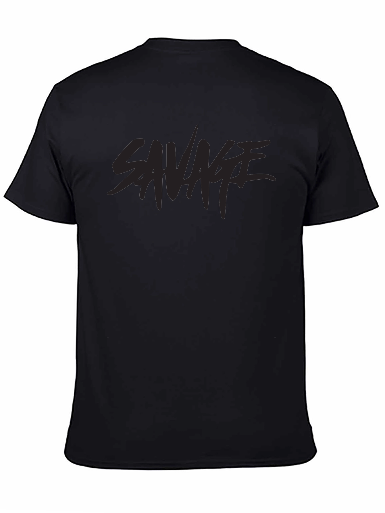 Black Savage Graphic Print Crew Neck T-Shirt view 4