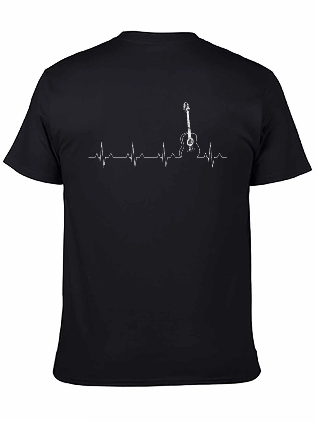 Black Guitar Heartbeat Graphic T-Shirt view 4