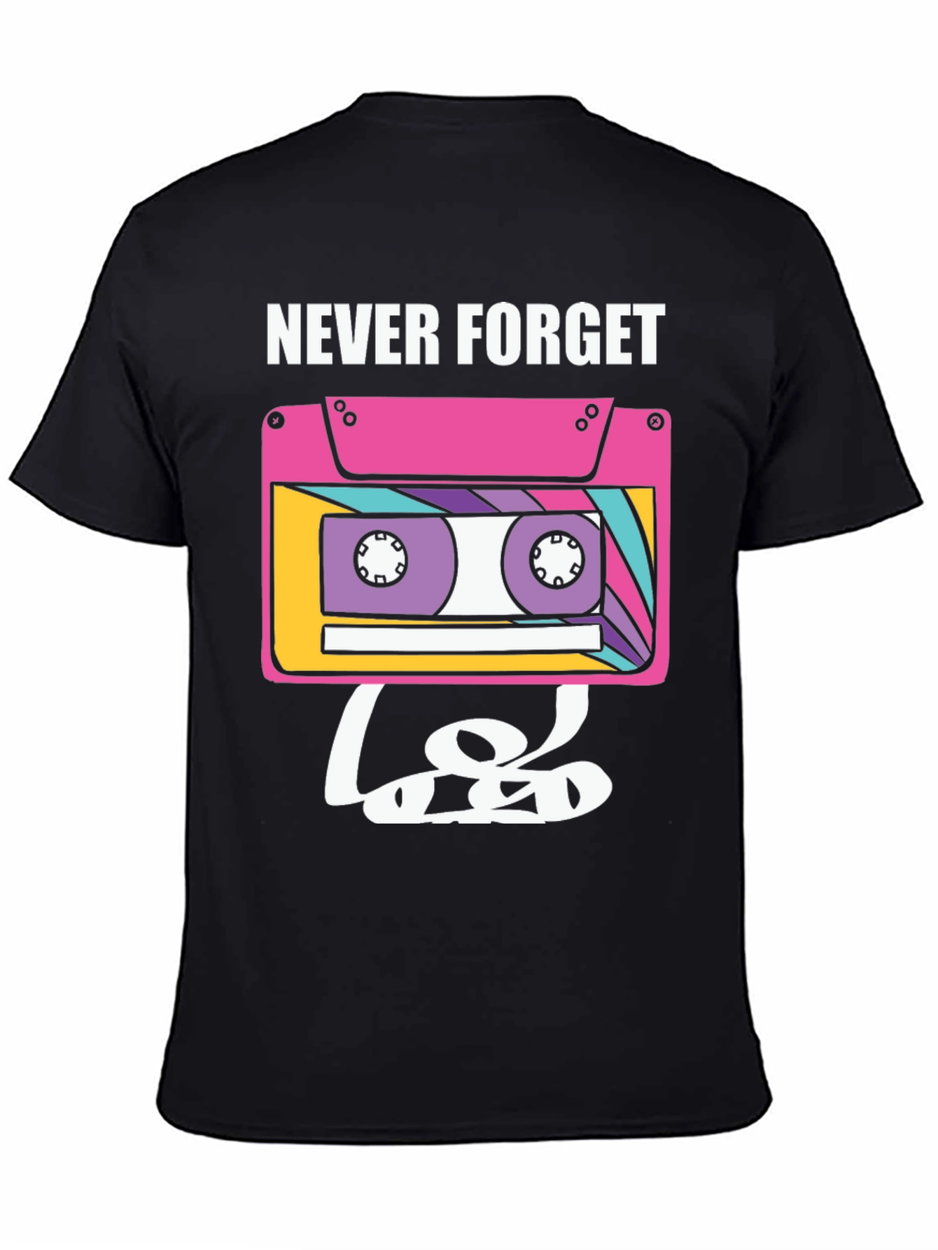 Black Retro Cassette Tape Graphic Tee - Never Forget view 4