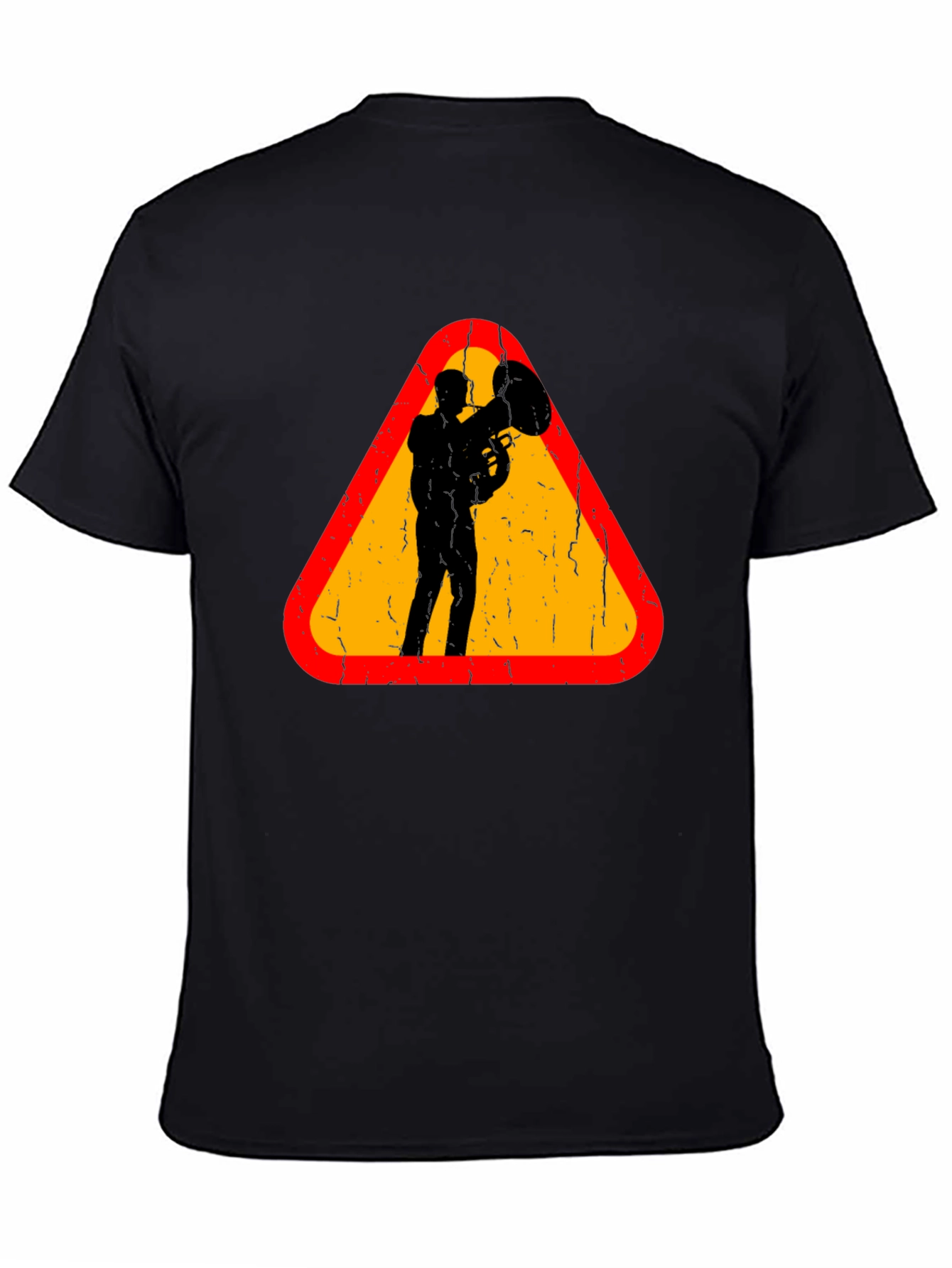 Black Tuba Player Graphic Tee - Musician Triangle Design view 4