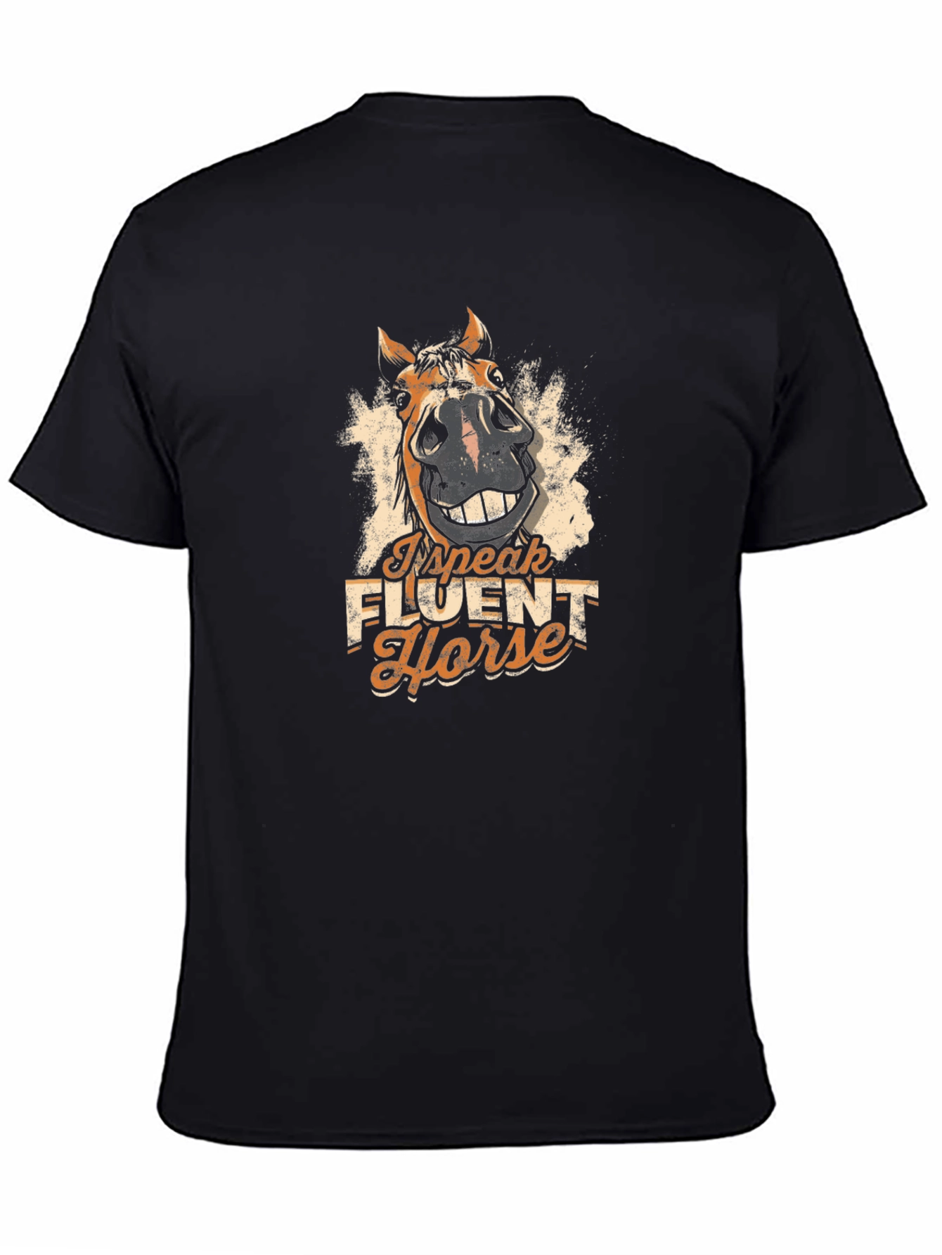 Black Funny Horse T-Shirt - I Speak Fluent Horse Tee view 4