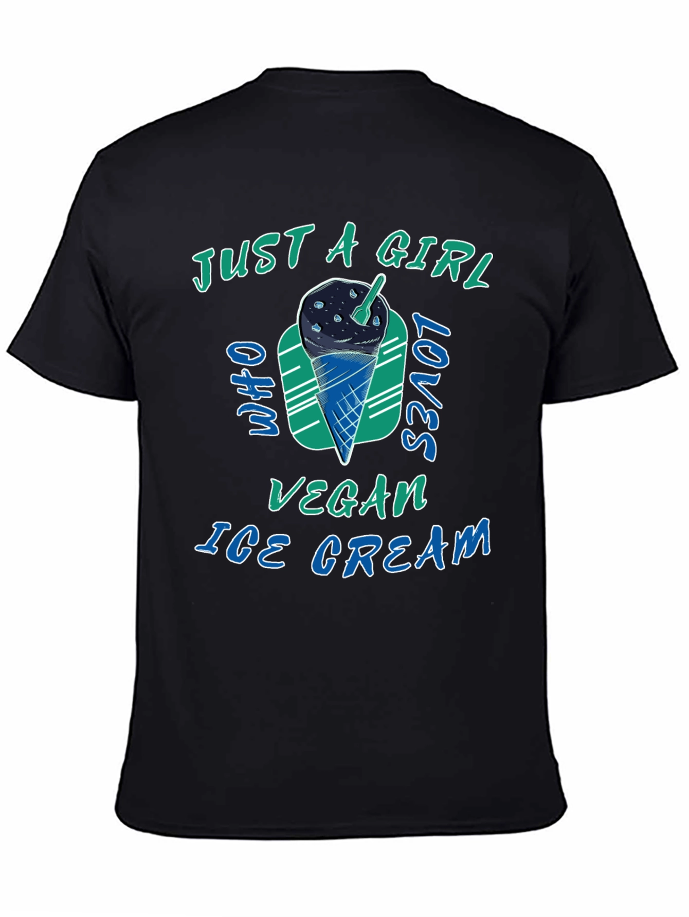 Black Vegan Ice Cream Lover T-Shirt view 4