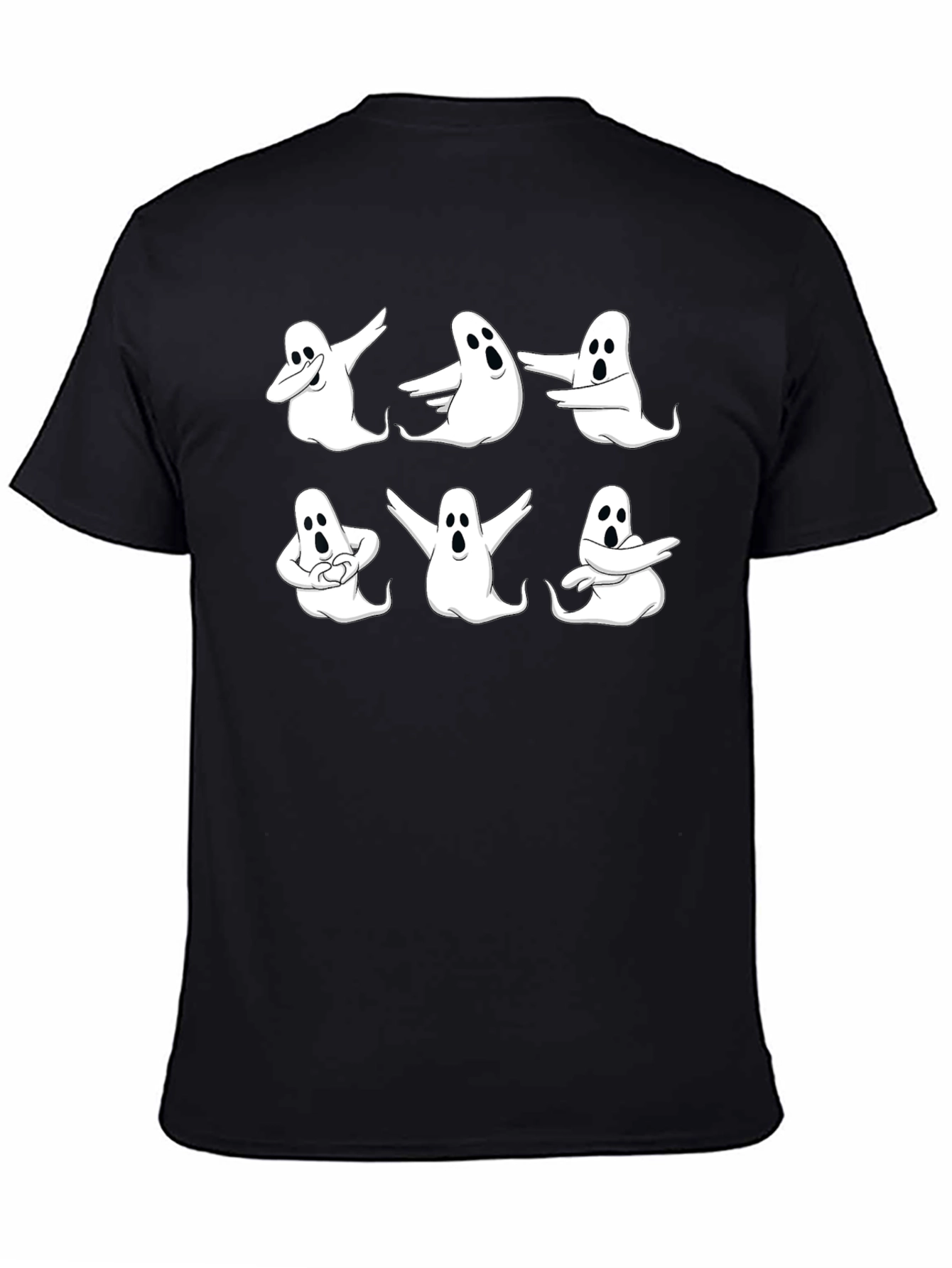 Black Dancing Ghosts Halloween T-Shirt - Black Cotton Tee view 4