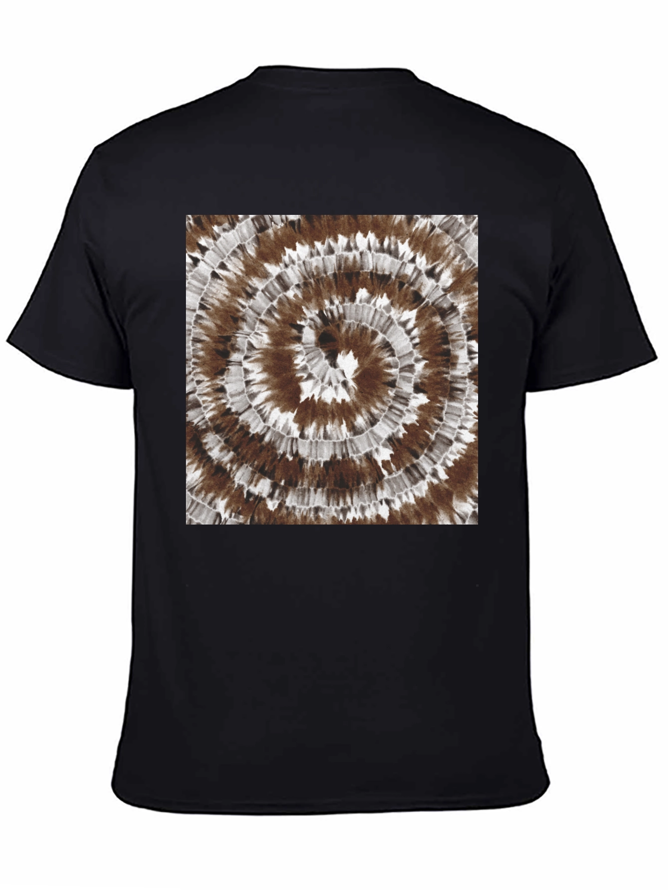 Black Tie-Dye Spiral Graphic Tee - Casual Black Cotton T-Shirt view 4