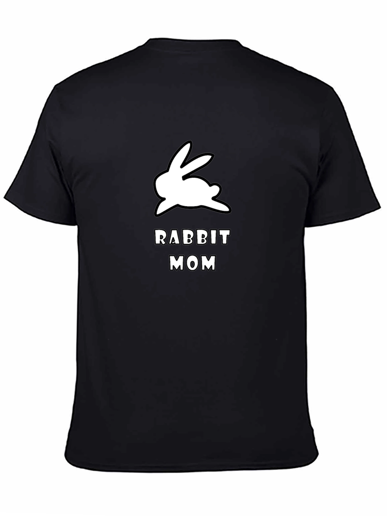 Black Rabbit Mom Graphic Tee - Black Cotton T-Shirt view 4