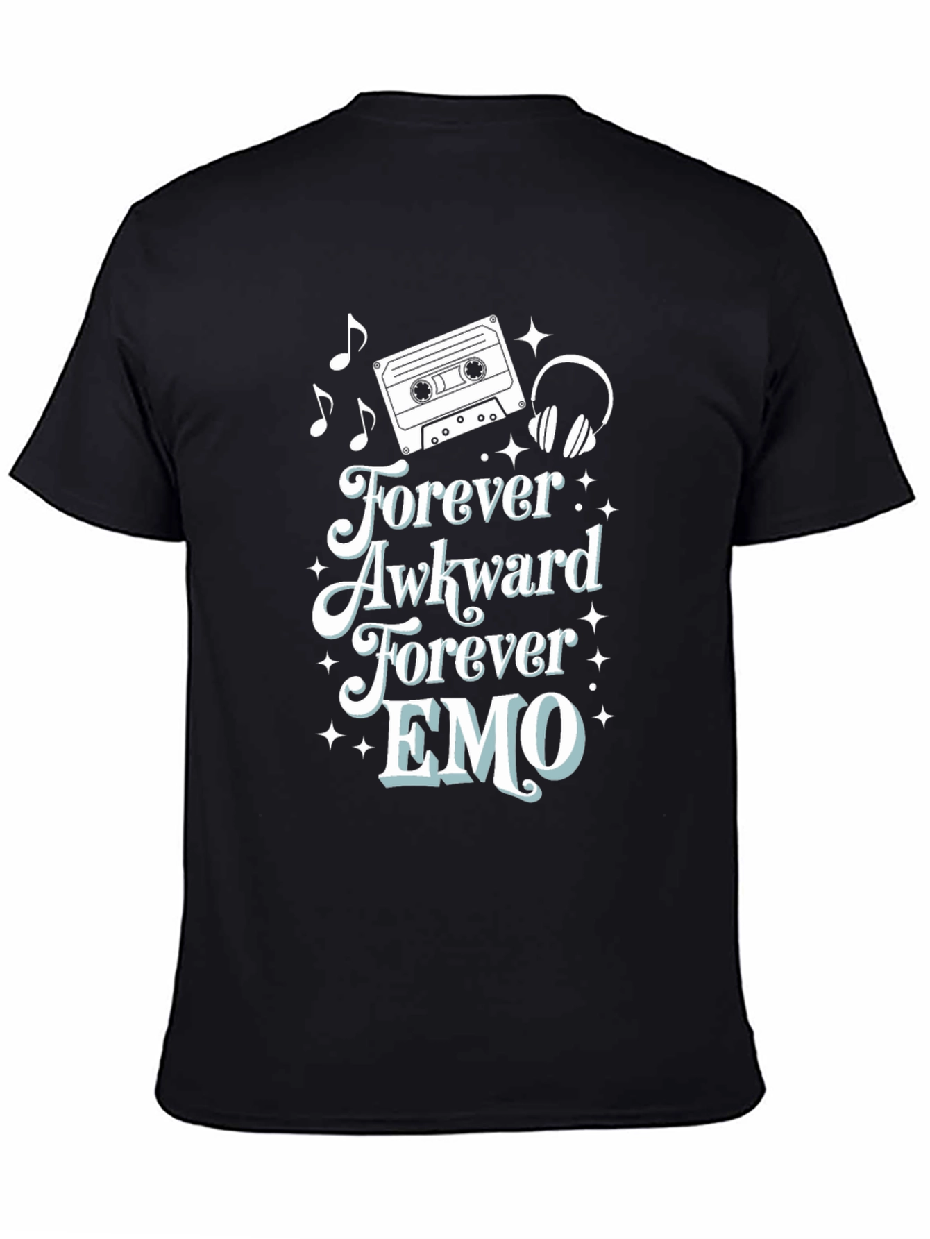 Black Forever Awkward EMO Graphic Tee view 4
