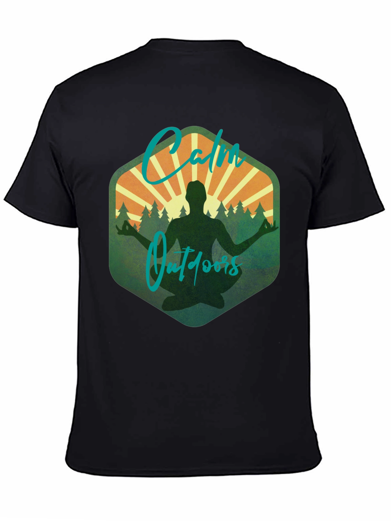 Black Calm Outdoors Graphic Tee - Meditation & Nature Shirt view 4