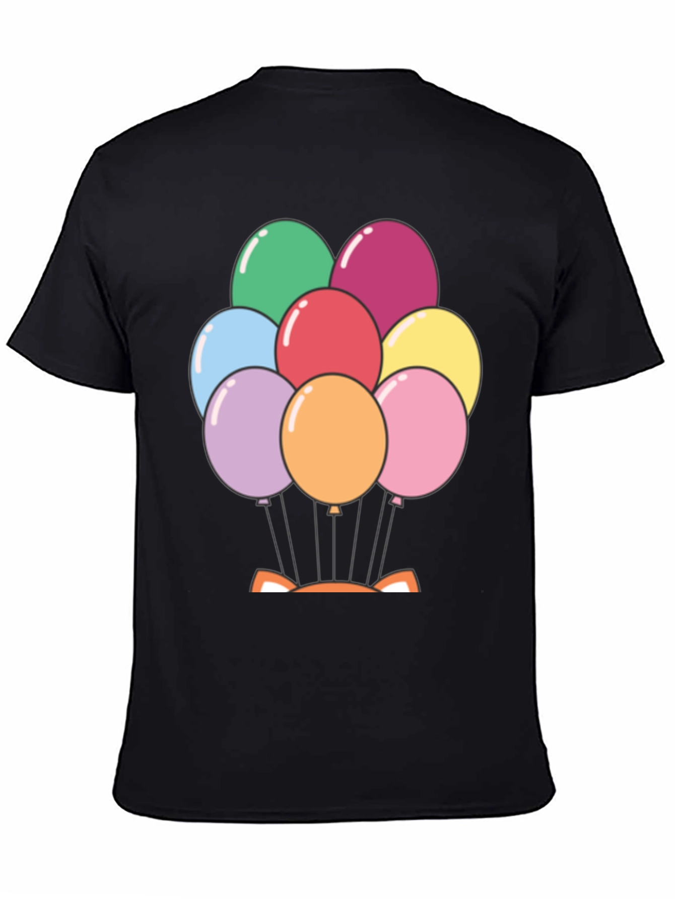 Black Balloon Fox Graphic Tee - Fun Novelty Shirt view 4