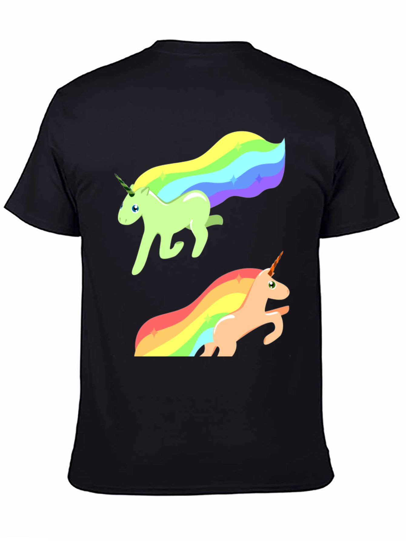 Rainbow Unicorn Graphic Tee - Black Cotton Blend - 4