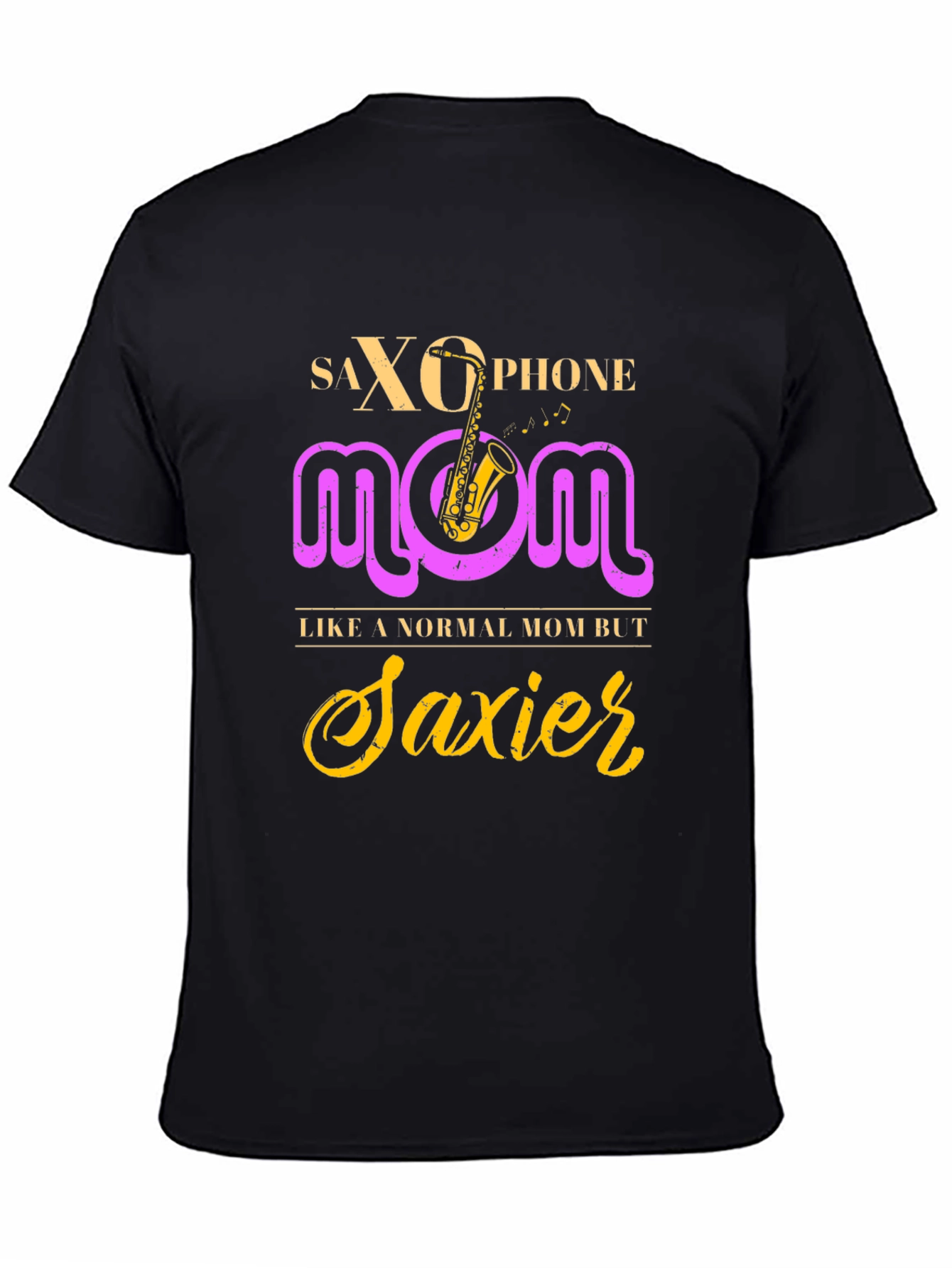 Black Saxophone Mom Graphic T-Shirt - Musician's Apparel view 4