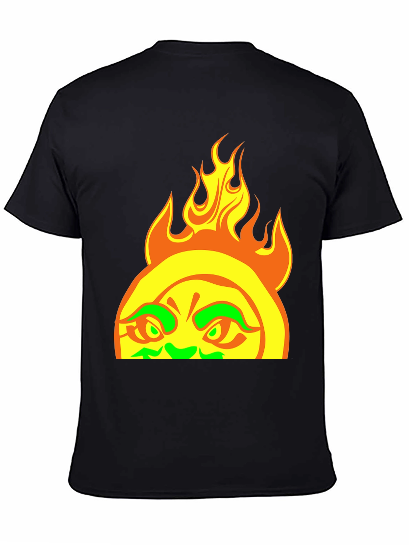 Black Fiery Sun Graphic Tee - Bold Black T-Shirt view 4