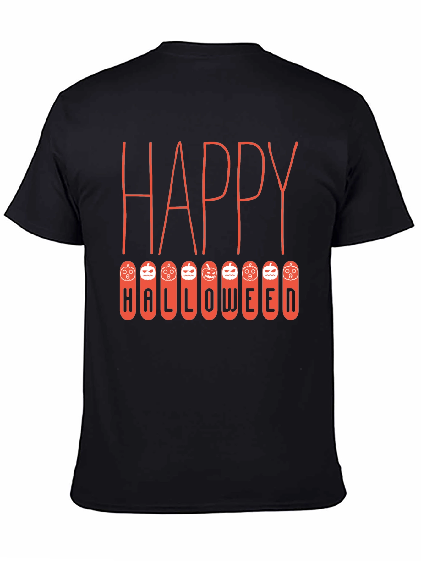 Black Happy Halloween T-Shirt, Pumpkin Design view 4