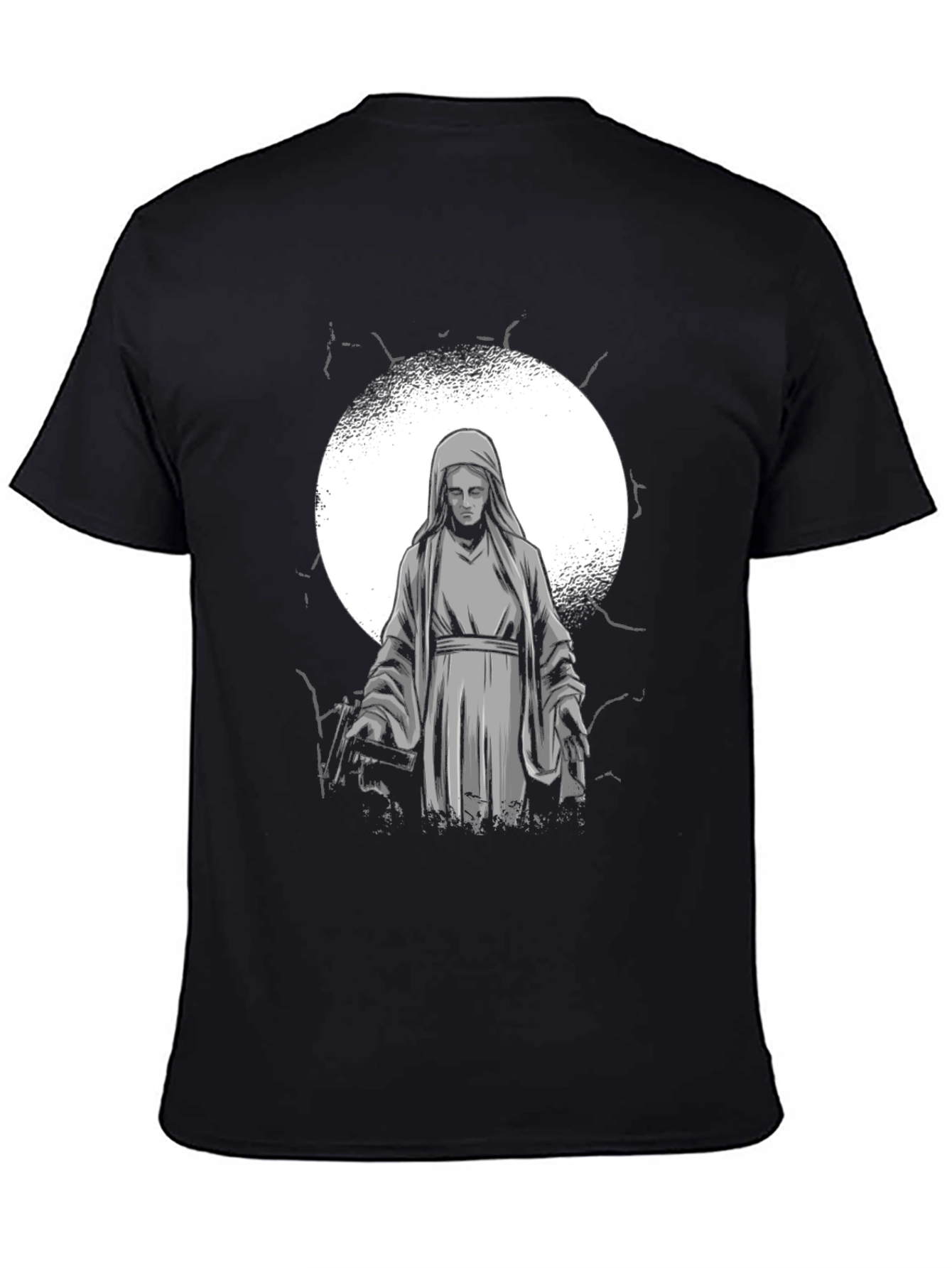 Black Virgin Mary Graphic Print Black T-Shirt view 4