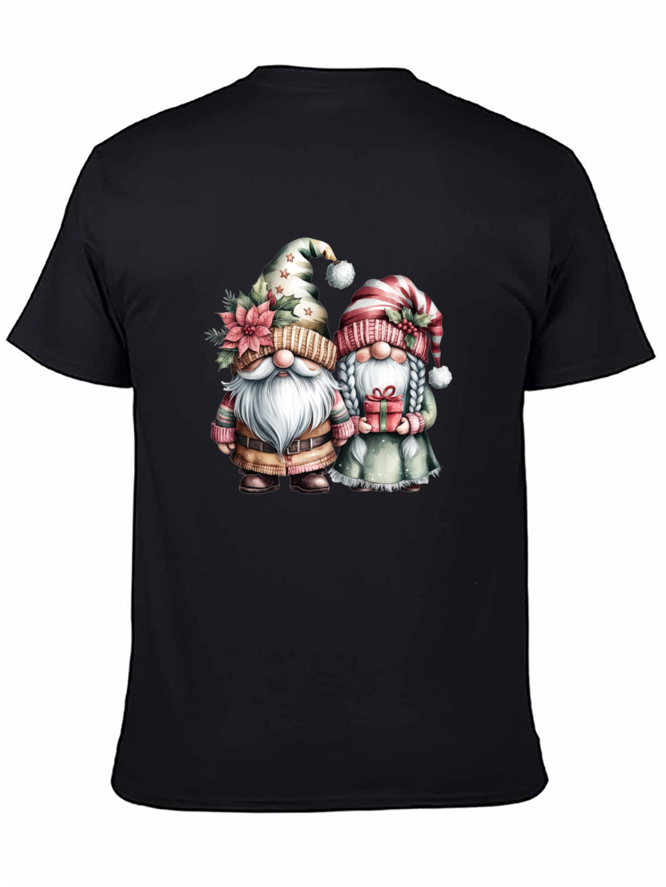 Black Festive Gnome Couple T-Shirt view 4