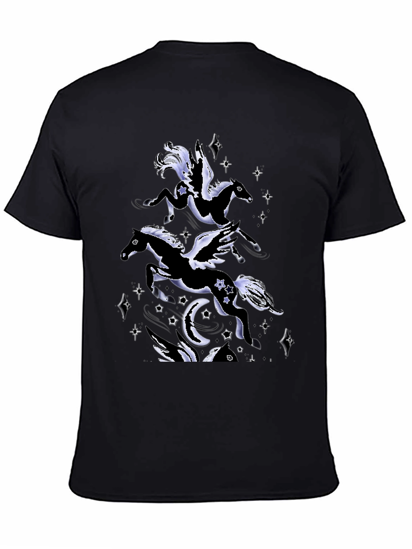 Black Celestial Pegasus Graphic T-Shirt - Men's Black Tee view 4