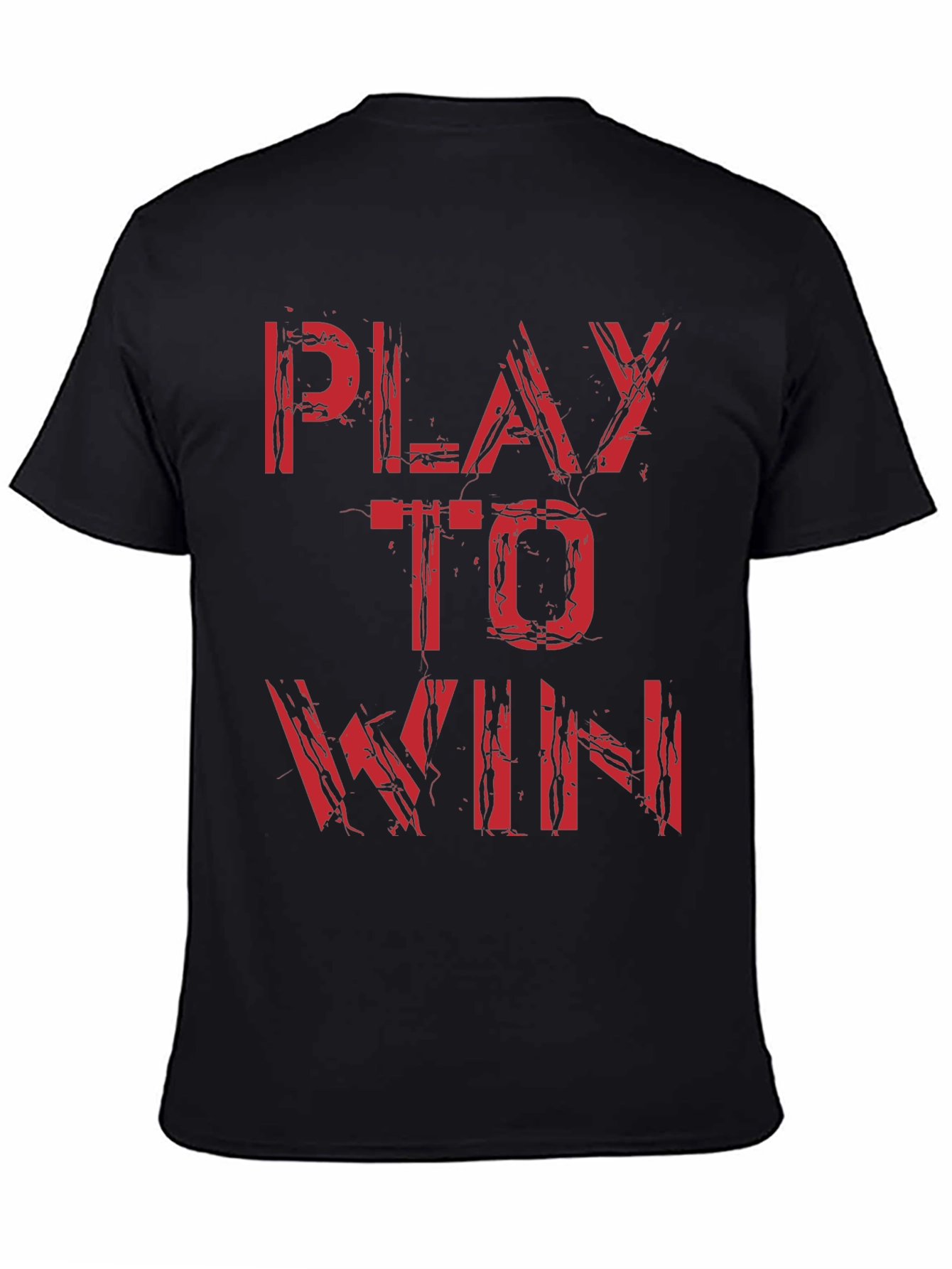 Black Play to Win Graphic Tee - Bold Red Print, Black Cotton view 4