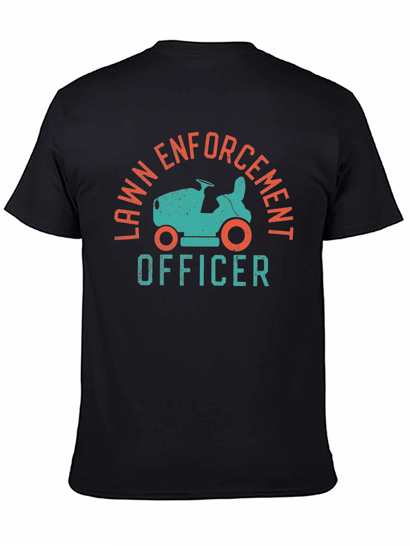 Black Lawn Enforcement Officer Funny Graphic Tee view 4