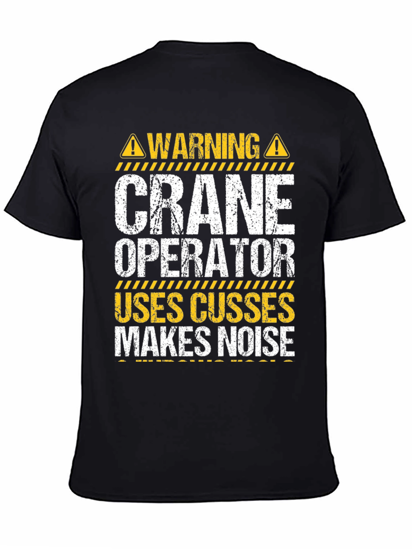 Black Warning Crane Operator T-Shirt view 4