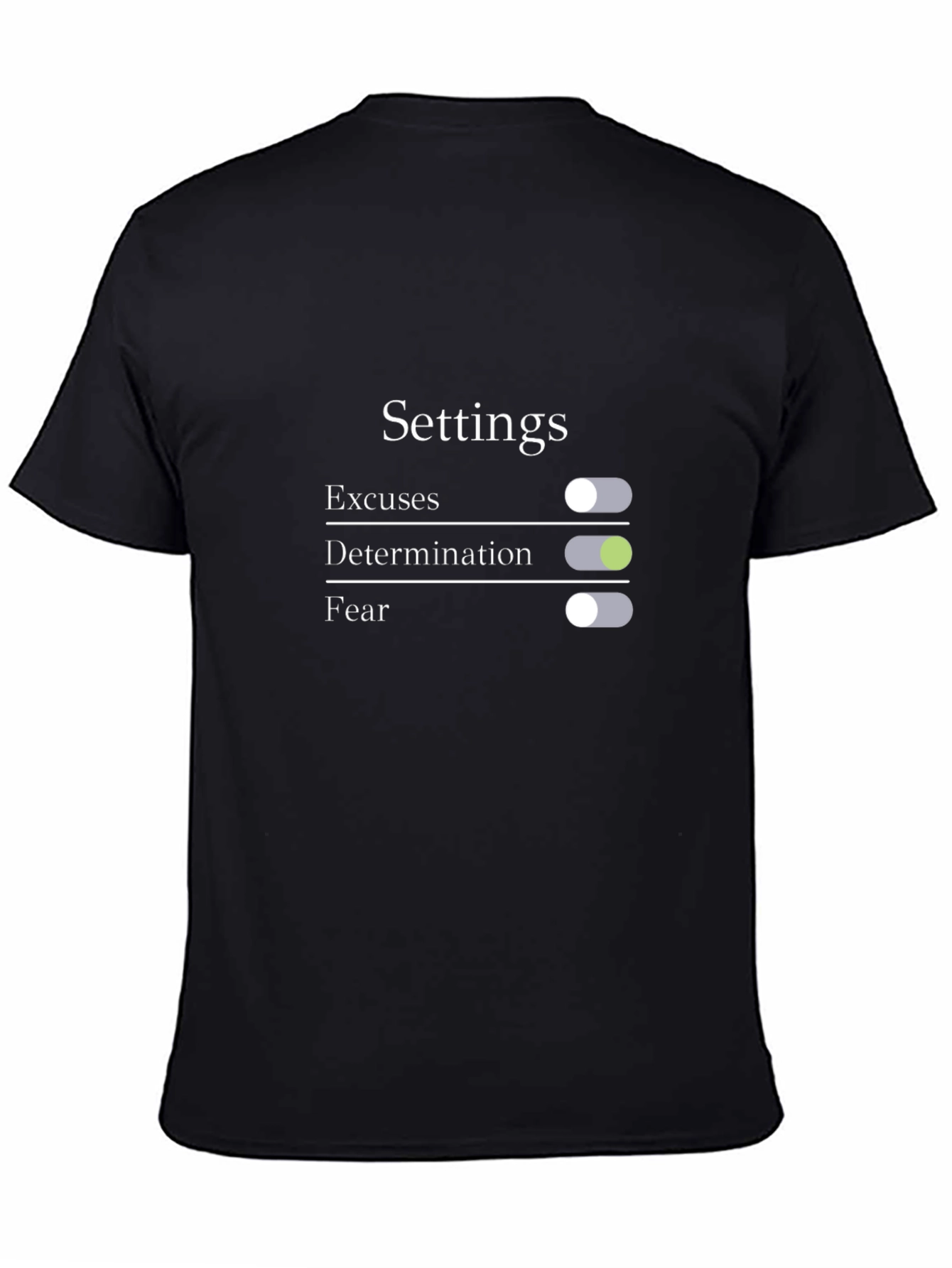 Black Settings: Determination Activated - Graphic T-Shirt view 4