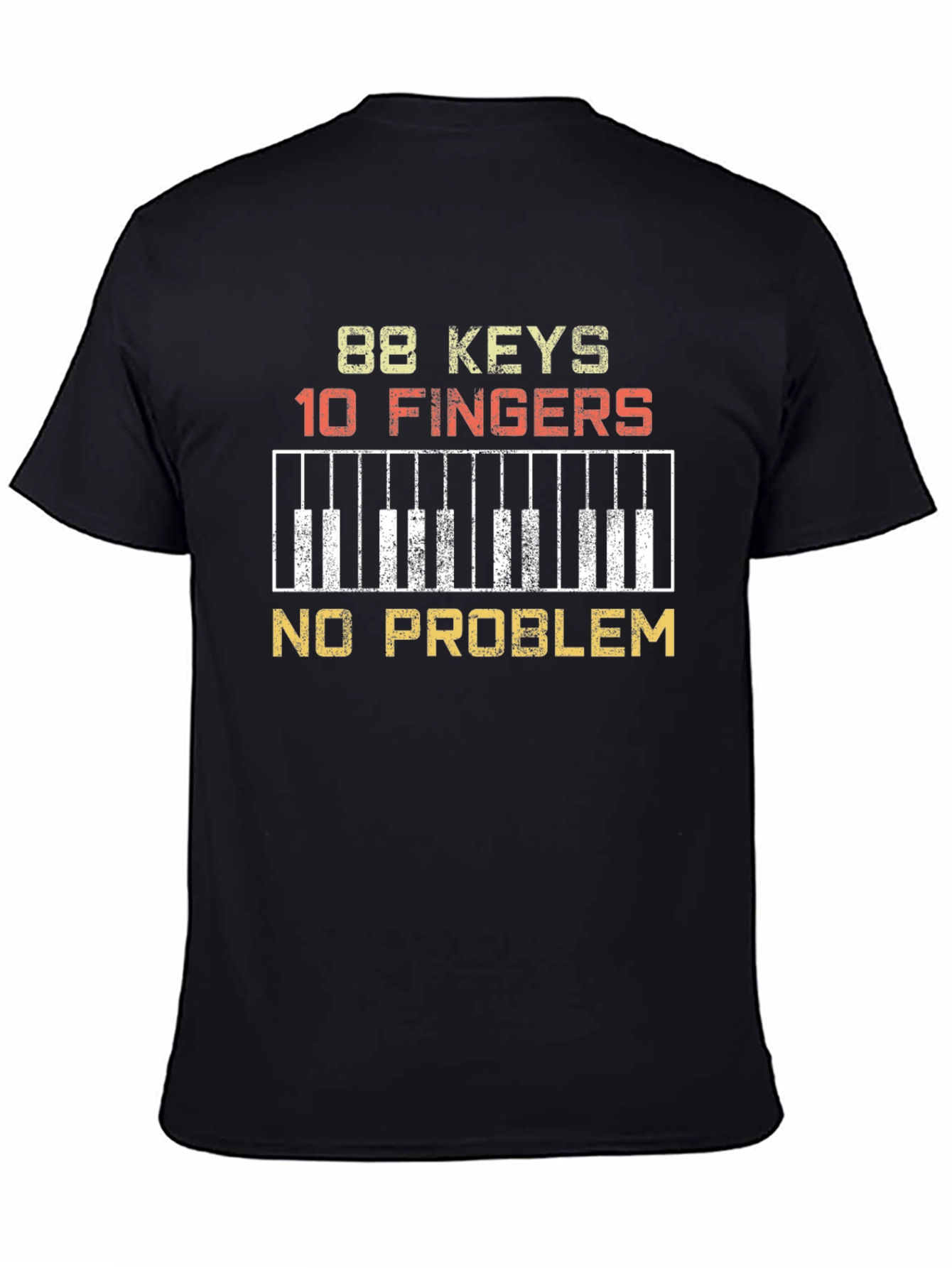 Black 88 Keys 10 Fingers T-Shirt - Musician Piano Tee view 4