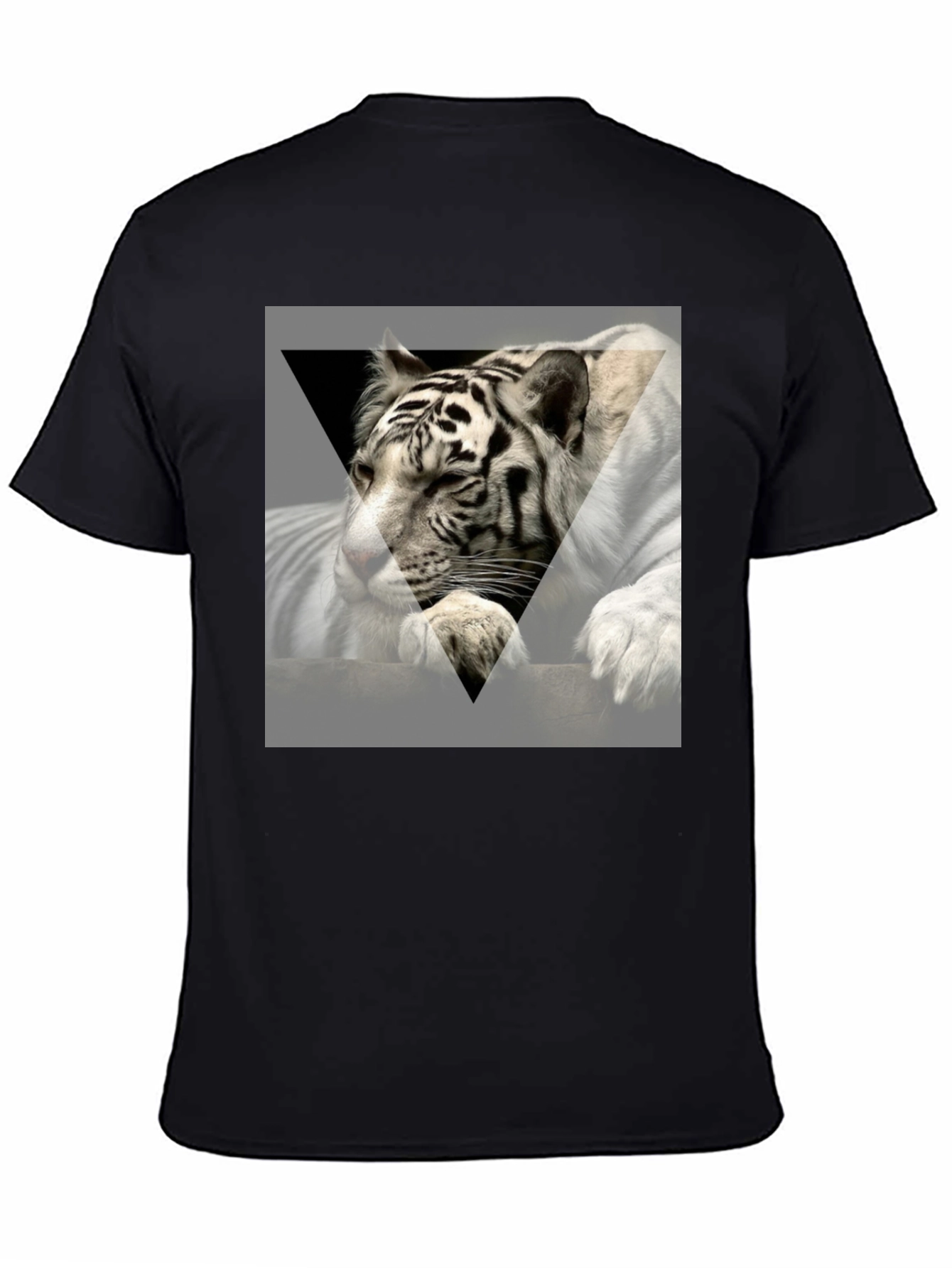 Black Tiger Graphic Print Tee - Men's Short Sleeve Black T-Shirt view 4