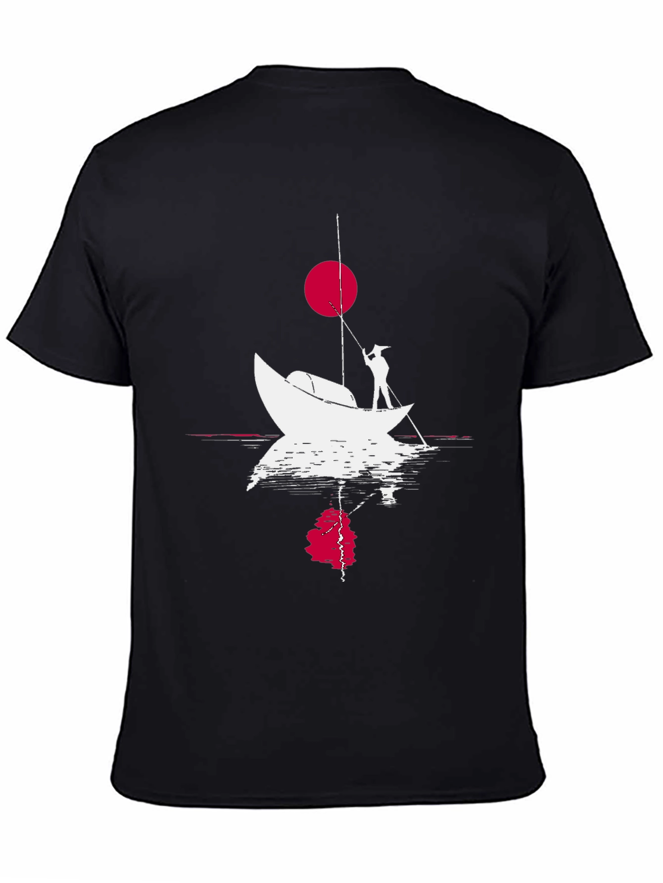 Black Fishing Boat Graphic Tee - Black Cotton T-Shirt view 4