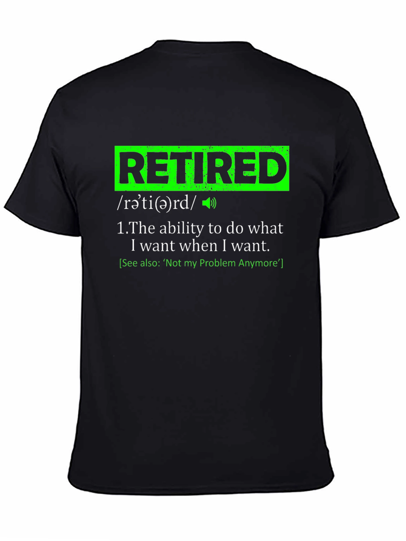 Black Funny Retired Definition Black T-Shirt view 4