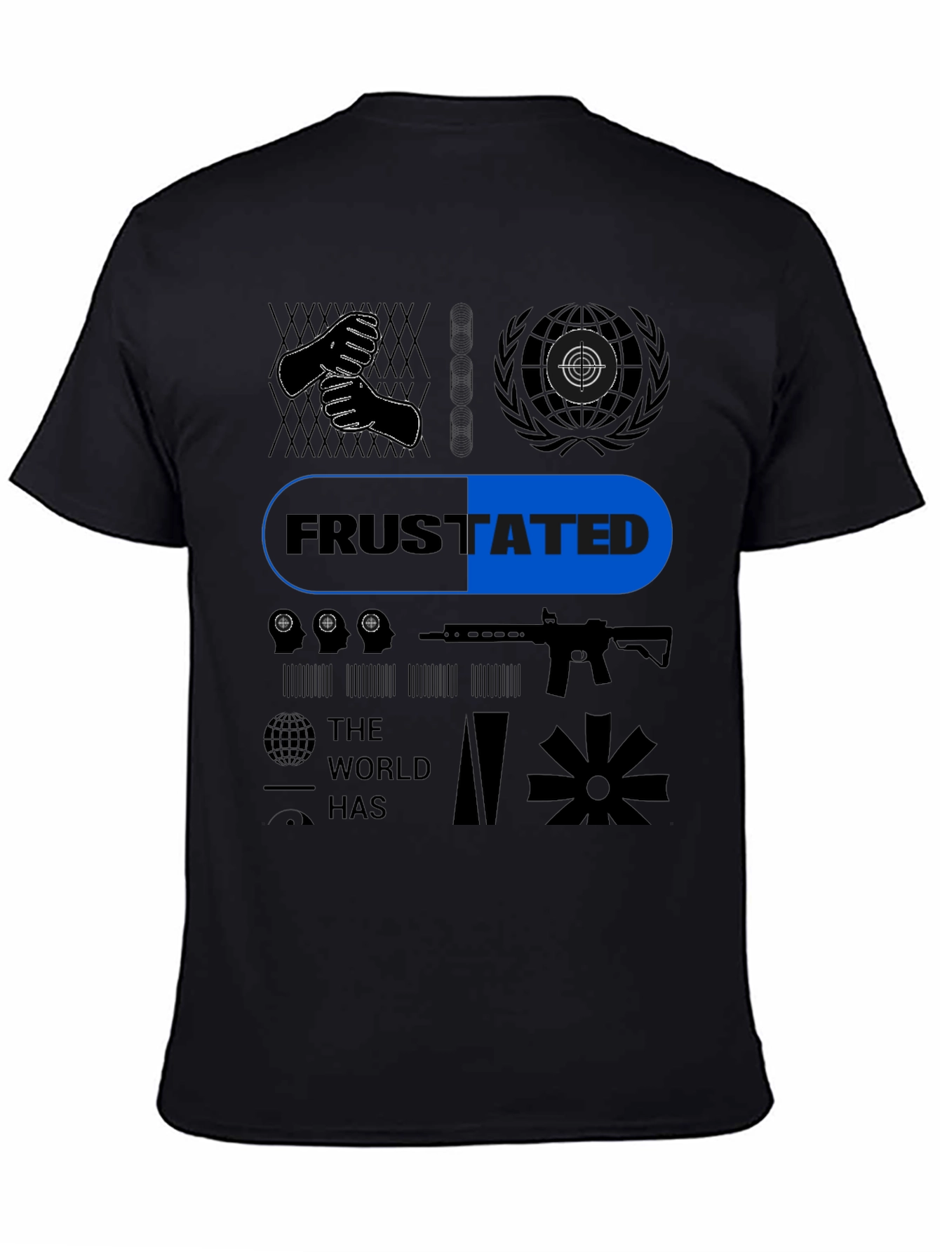 Black Frustrated Graphic T-Shirt - Black view 4