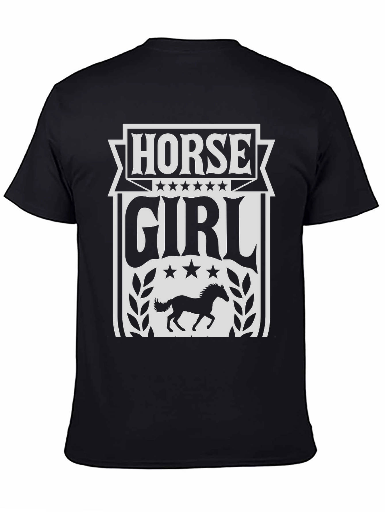 Black Horse Girl Graphic Tee - Black Cotton Blend T-Shirt view 4