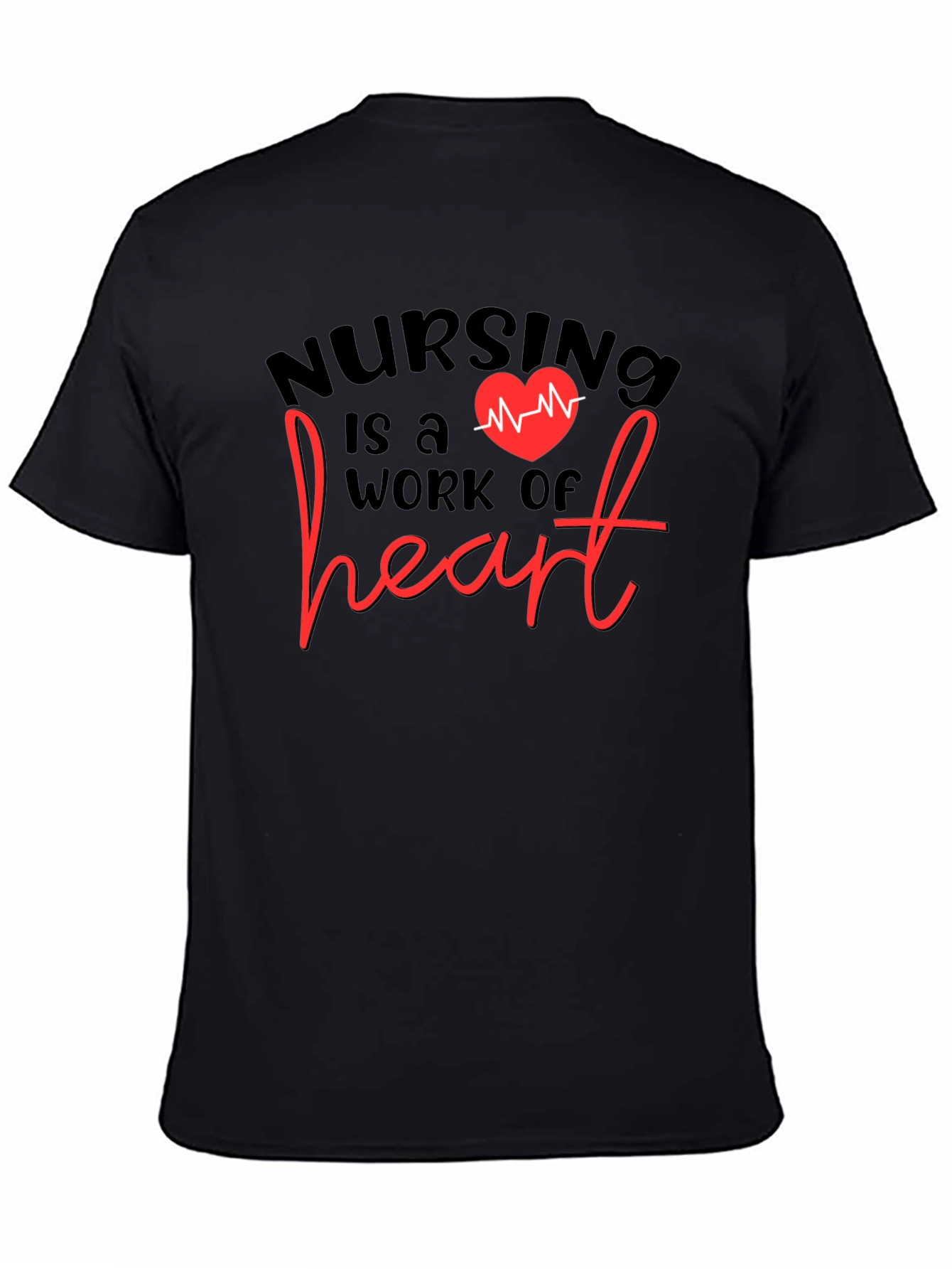 Black Nursing is a Work of Heart T-Shirt view 4