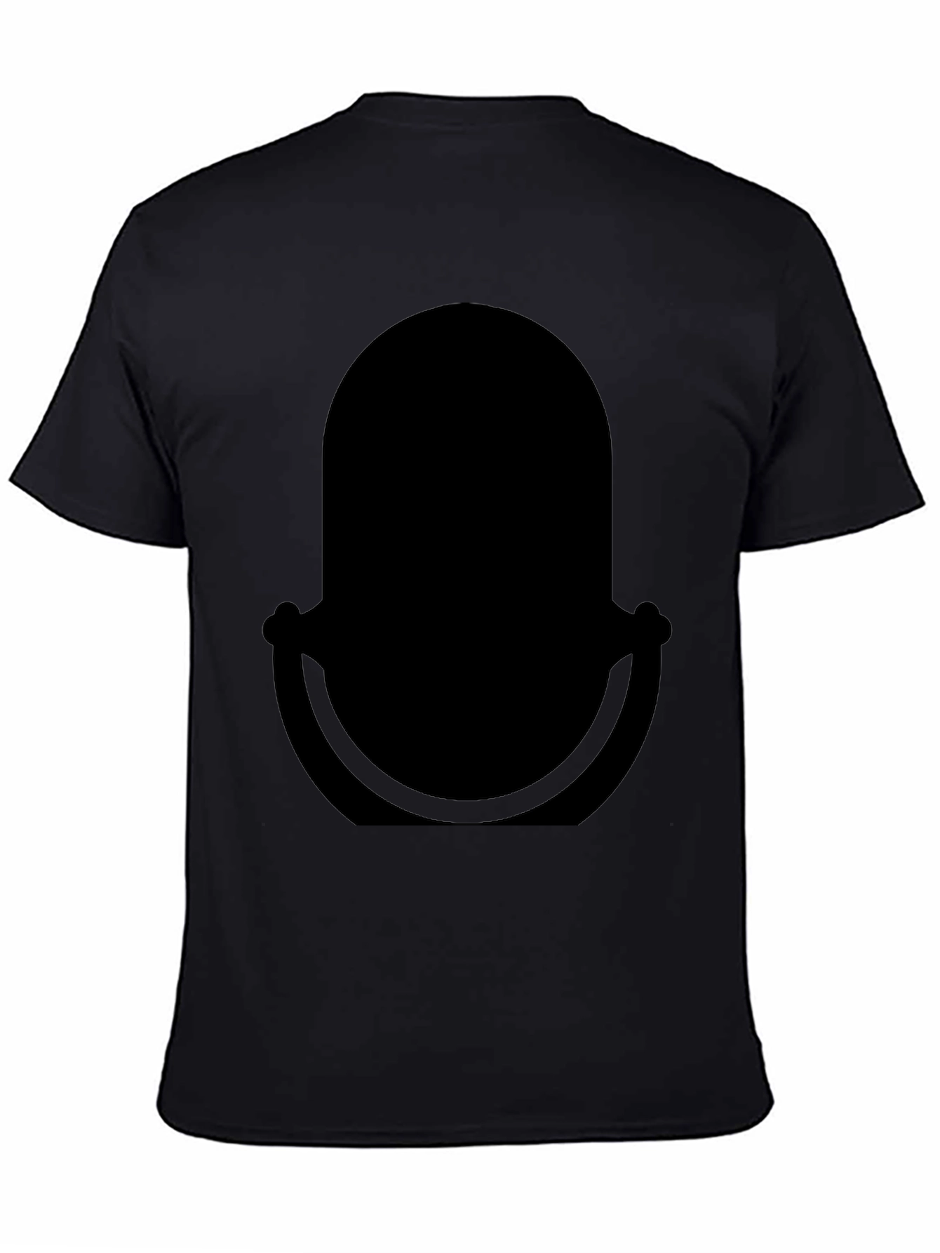 Black Classic Black T-Shirt with Retro Microphone Design view 4