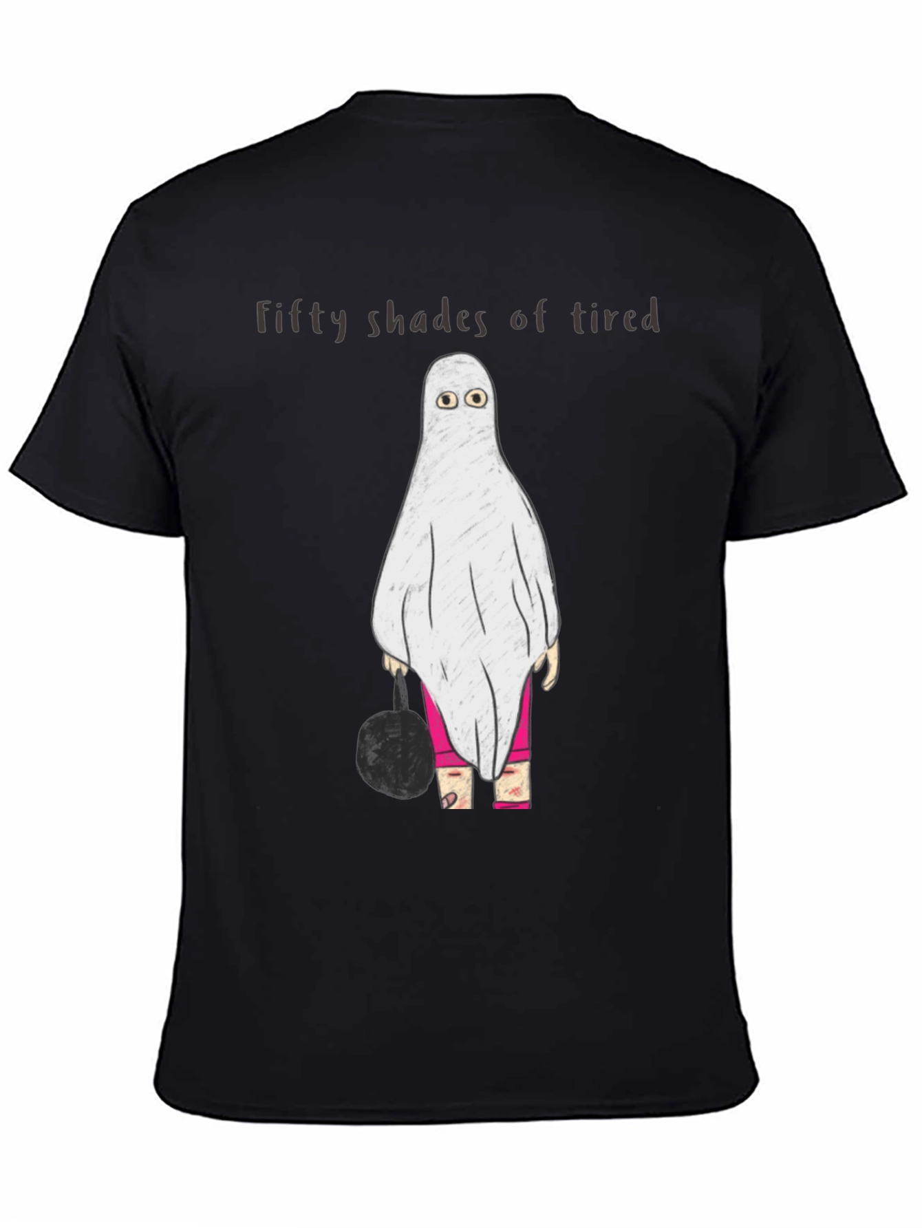 Black Funny Ghost T-Shirt - Fifty Shades of Tired view 4