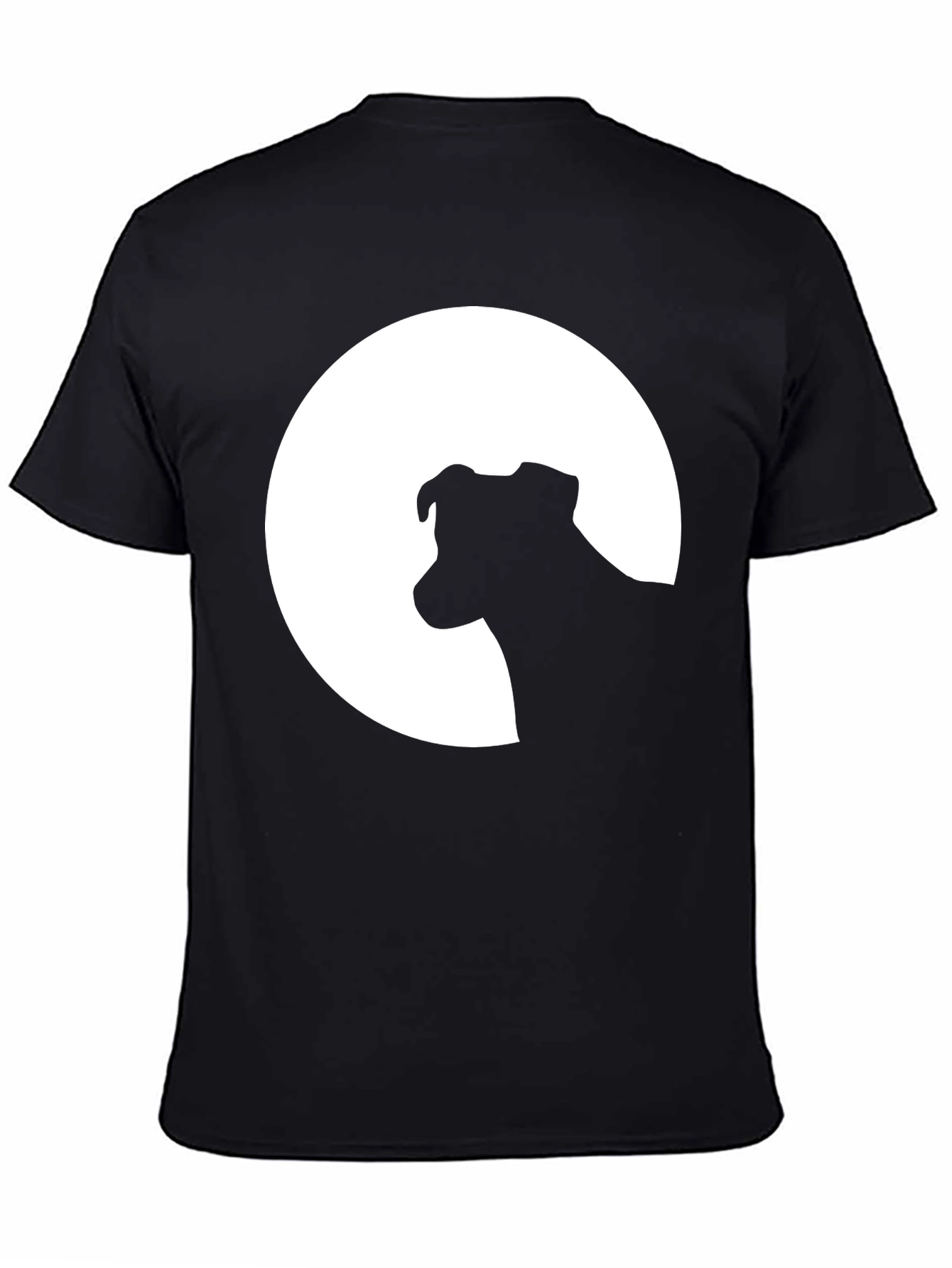 Black Dog Silhouette Moon Graphic Tee - Black Unisex Shirt view 4