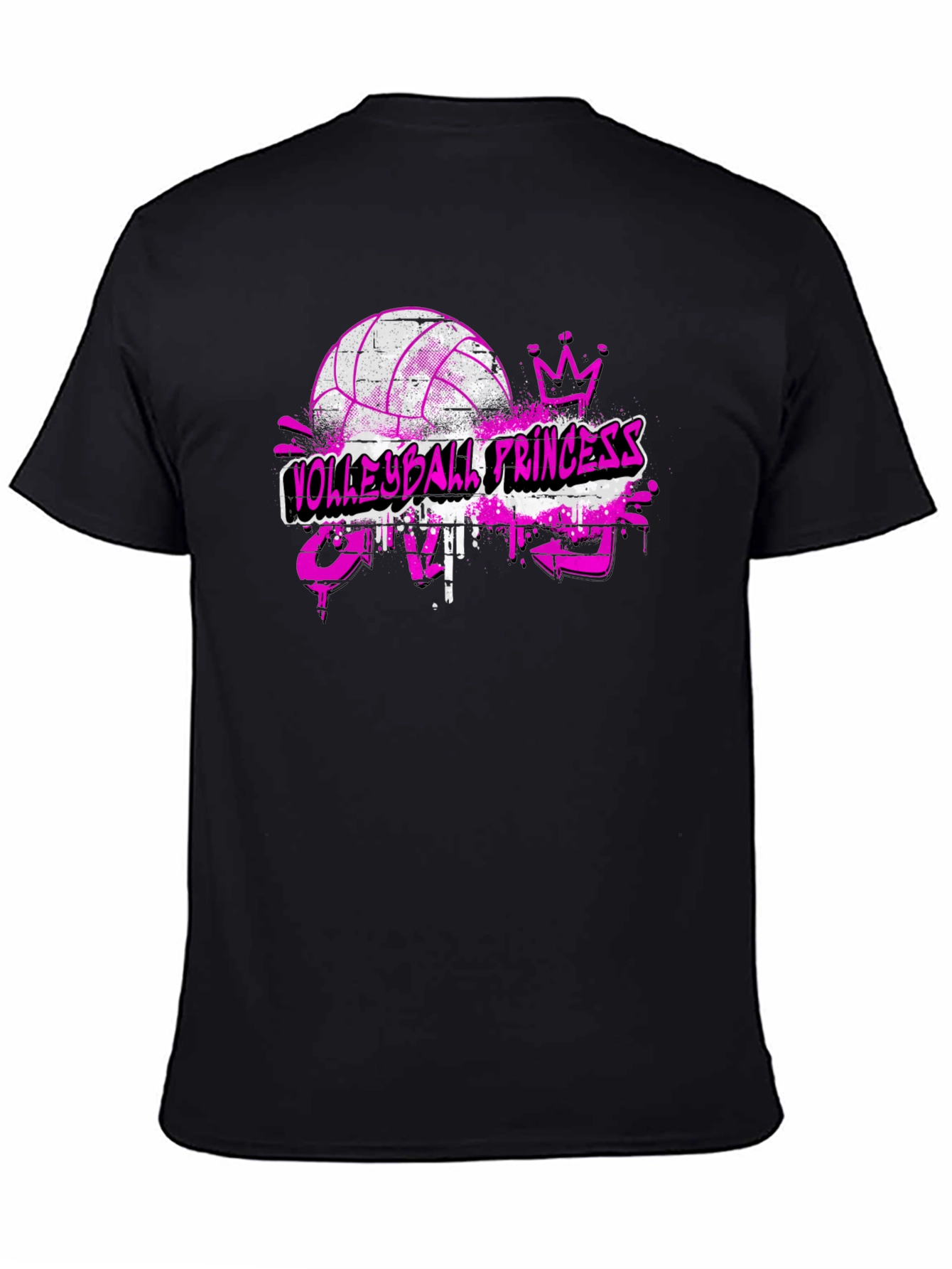 Black Volleyball Princess Crazy T-Shirt view 4