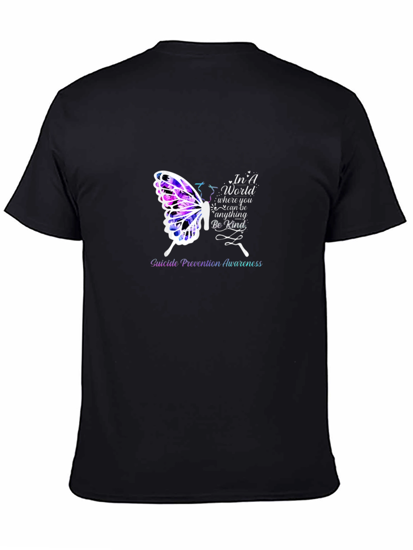 Black Suicide Prevention Butterfly Graphic Tee view 4