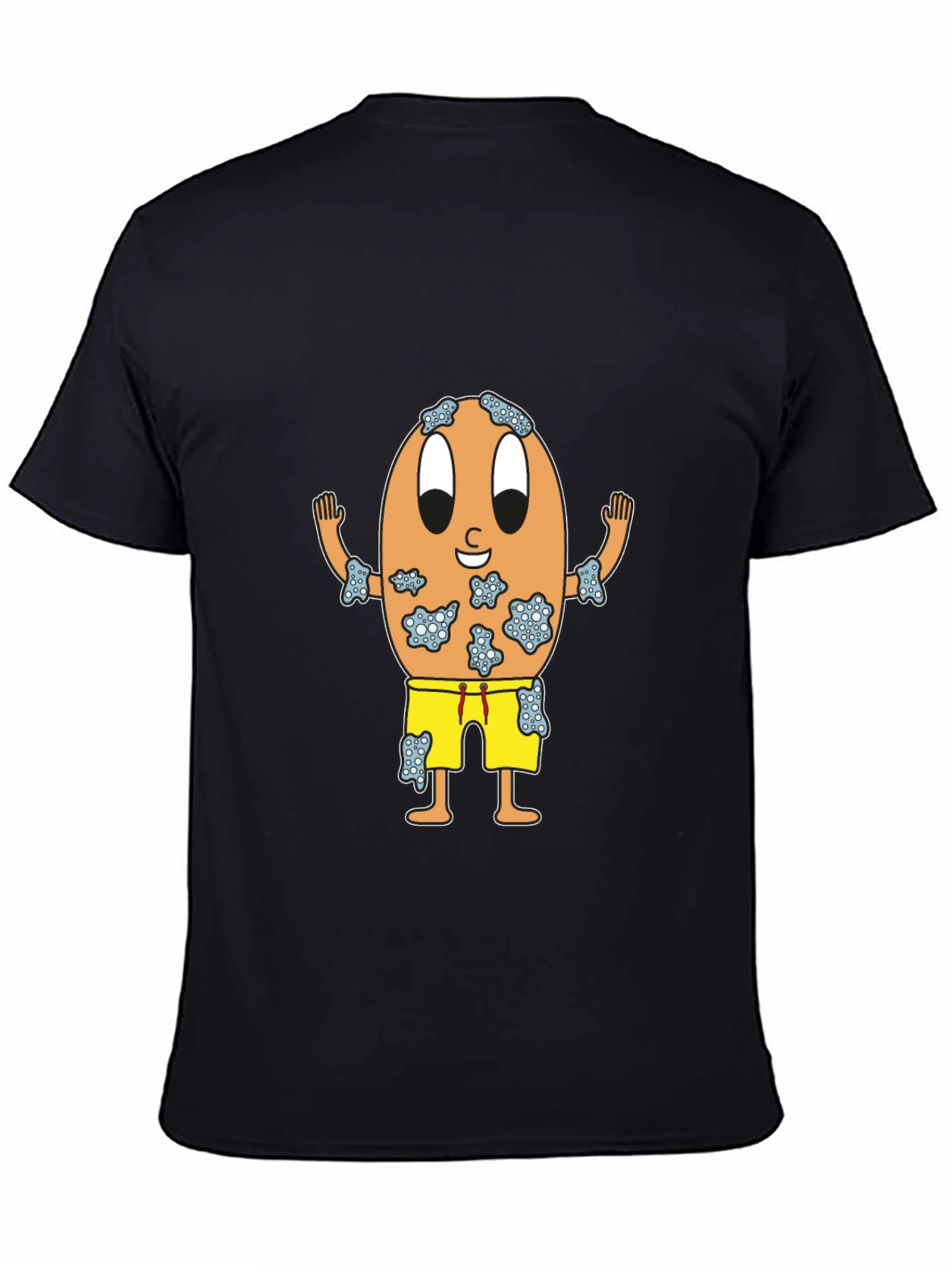 Black Funny Egg Cartoon Black T-Shirt view 4