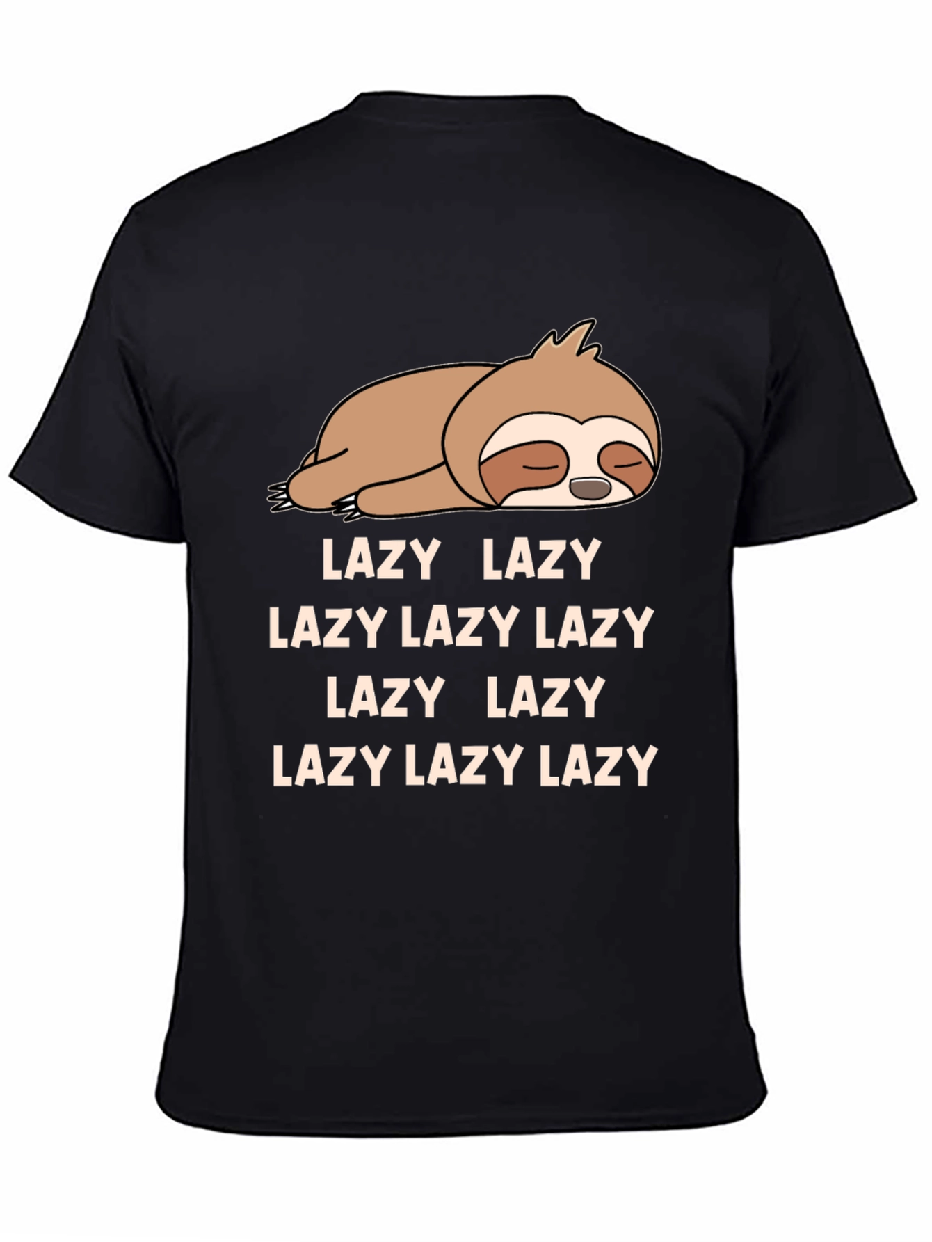 Black Lazy Sloth T-Shirt Funny Graphic Tee view 4