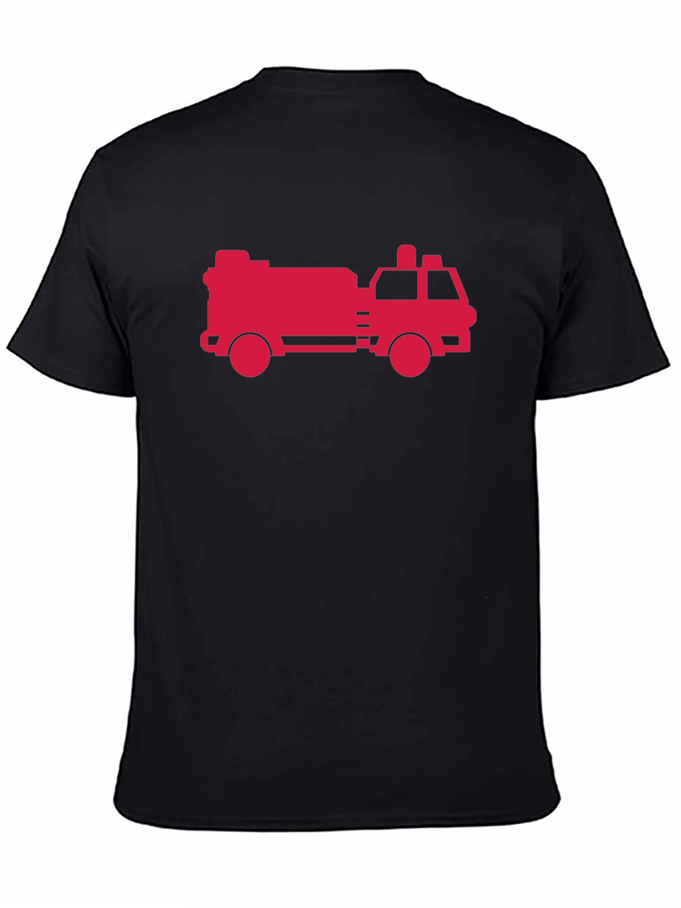 Black Firetruck Graphic Tee - Black Cotton T-Shirt view 4