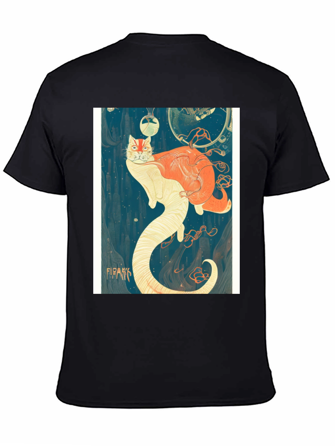 Black Surreal Cat T-Shirt view 4